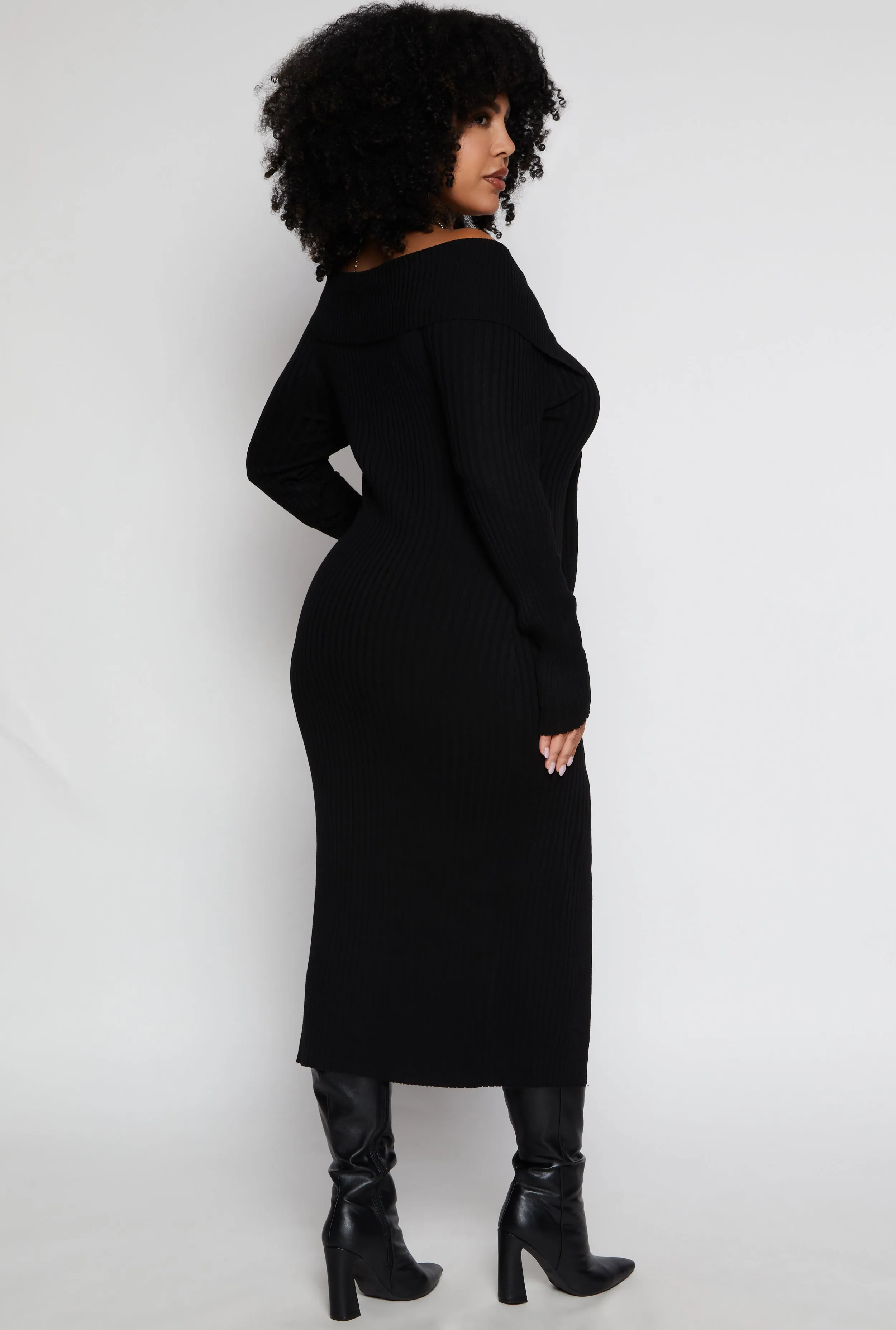 Plus Size Almost Famous Zip Front Sweater Dress sold by Rainbow product image thumbnail 3