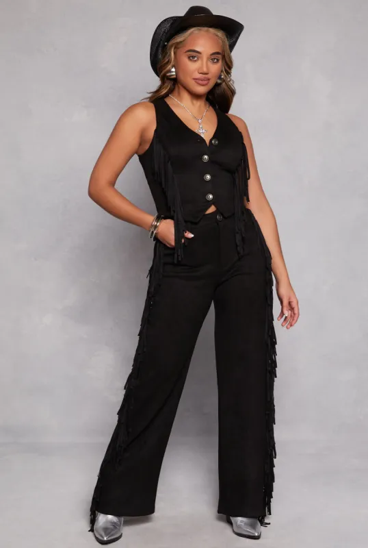 Faux Suede Fringe Pants sold by Rainbow