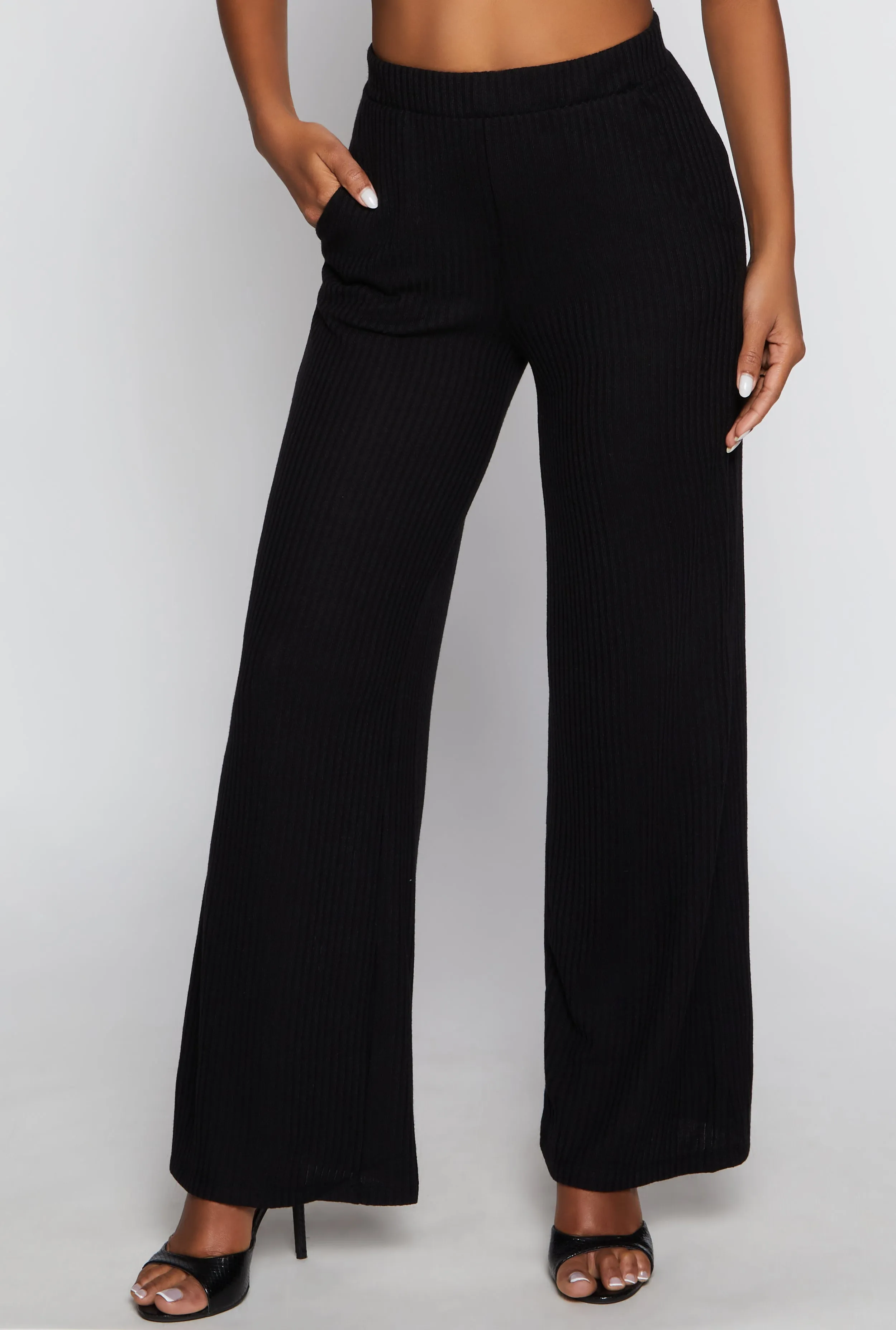 Ribbed Knit High Waisted Wide Leg Pants sold by Rainbow product image thumbnail 2