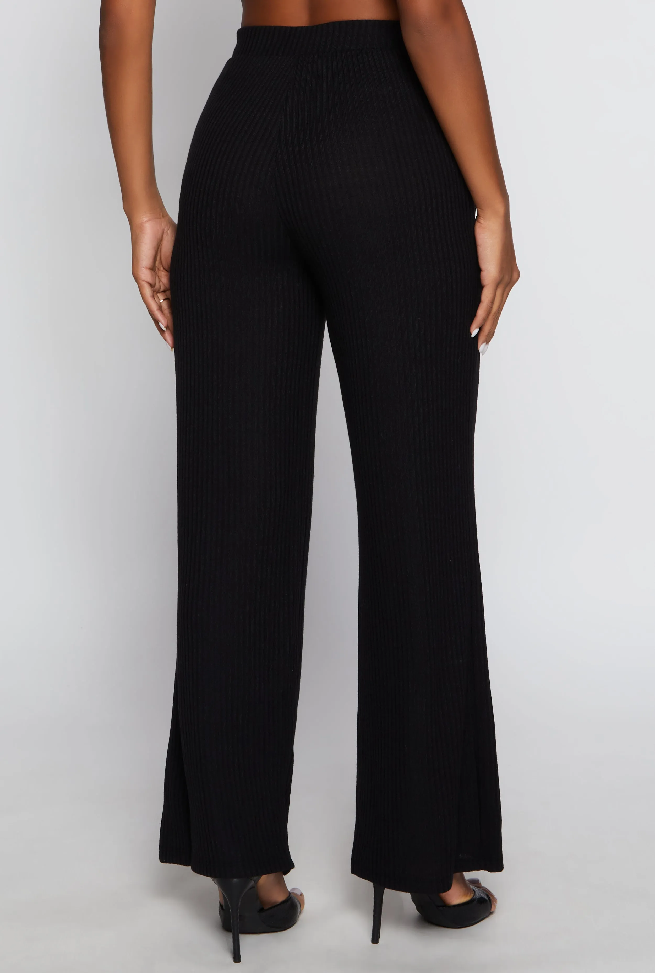 Ribbed Knit High Waisted Wide Leg Pants sold by Rainbow product image thumbnail 3
