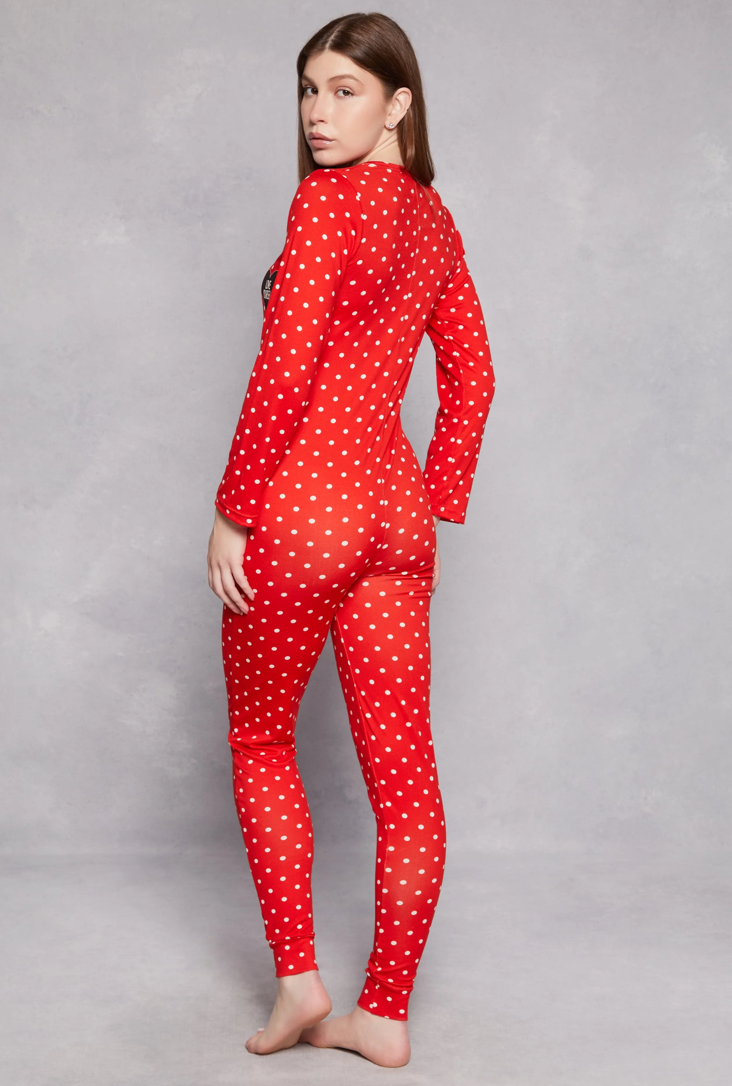 Soft Knit Polka Dot Love Yourself Pajama Onesie sold by Rainbow product image thumbnail 2