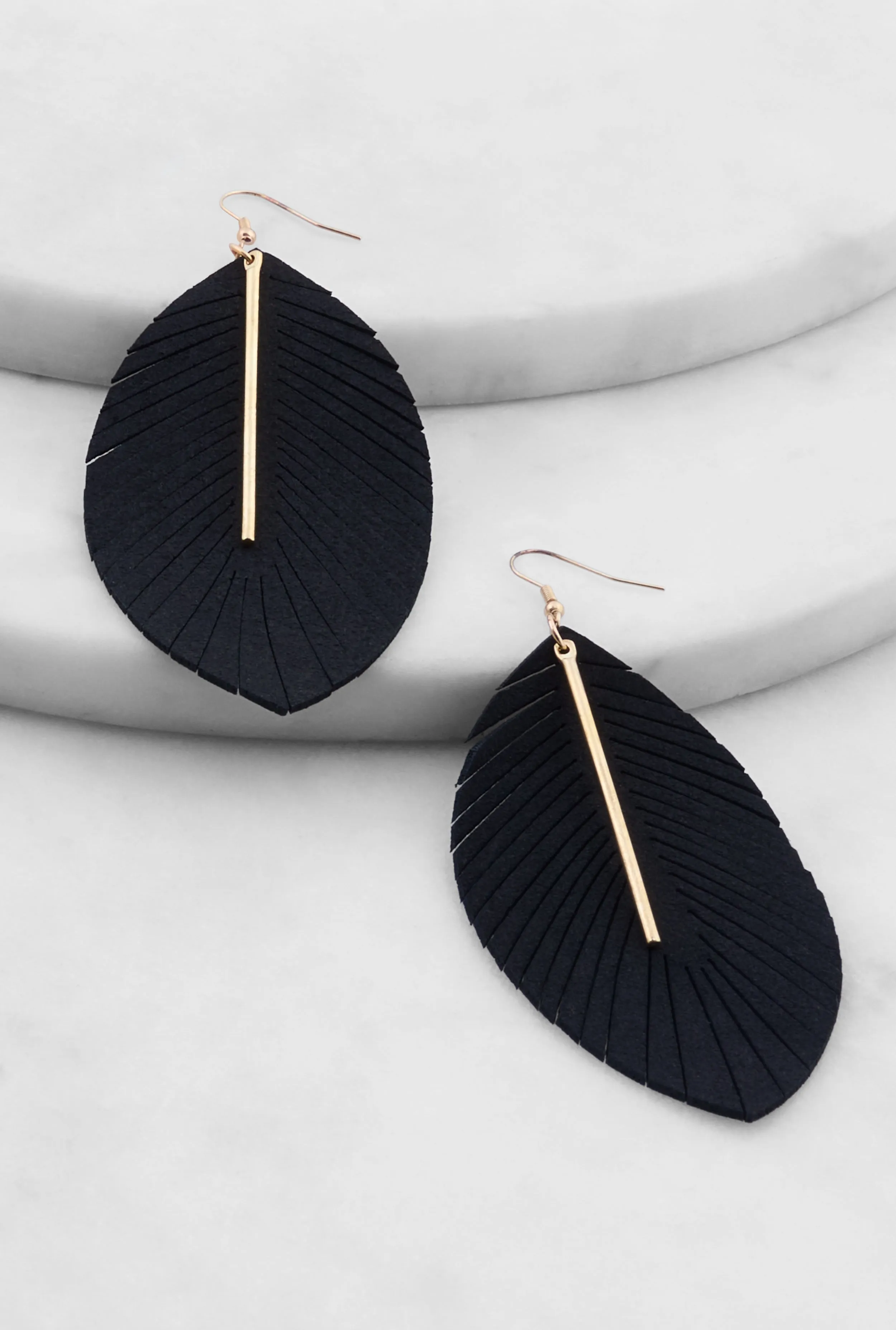 Metallic Detail Leaf Drop Earrings sold by Rainbow product image thumbnail 2