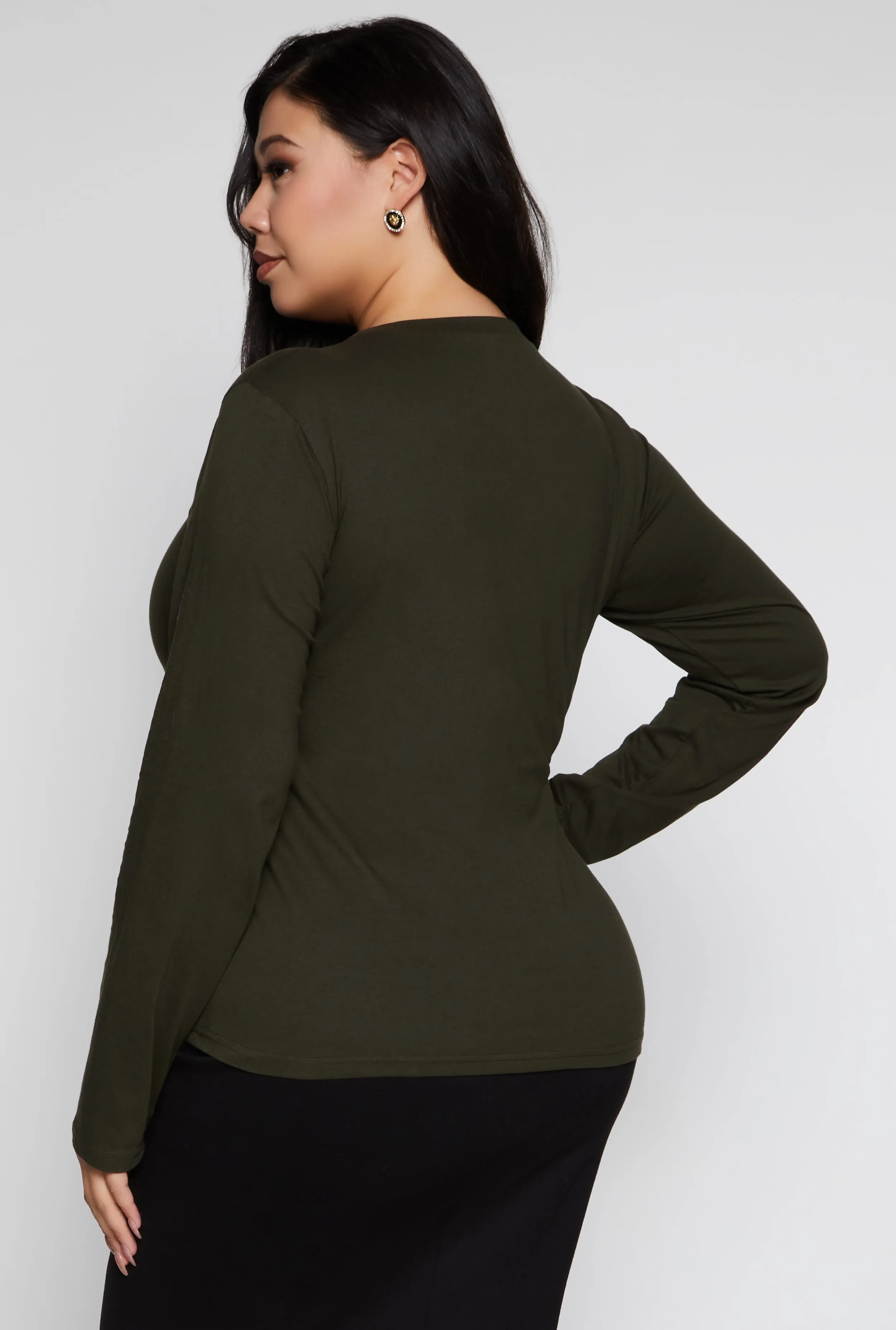 Plus Size Basic Crew Neck Long Sleeve Top sold by Rainbow product image thumbnail 3
