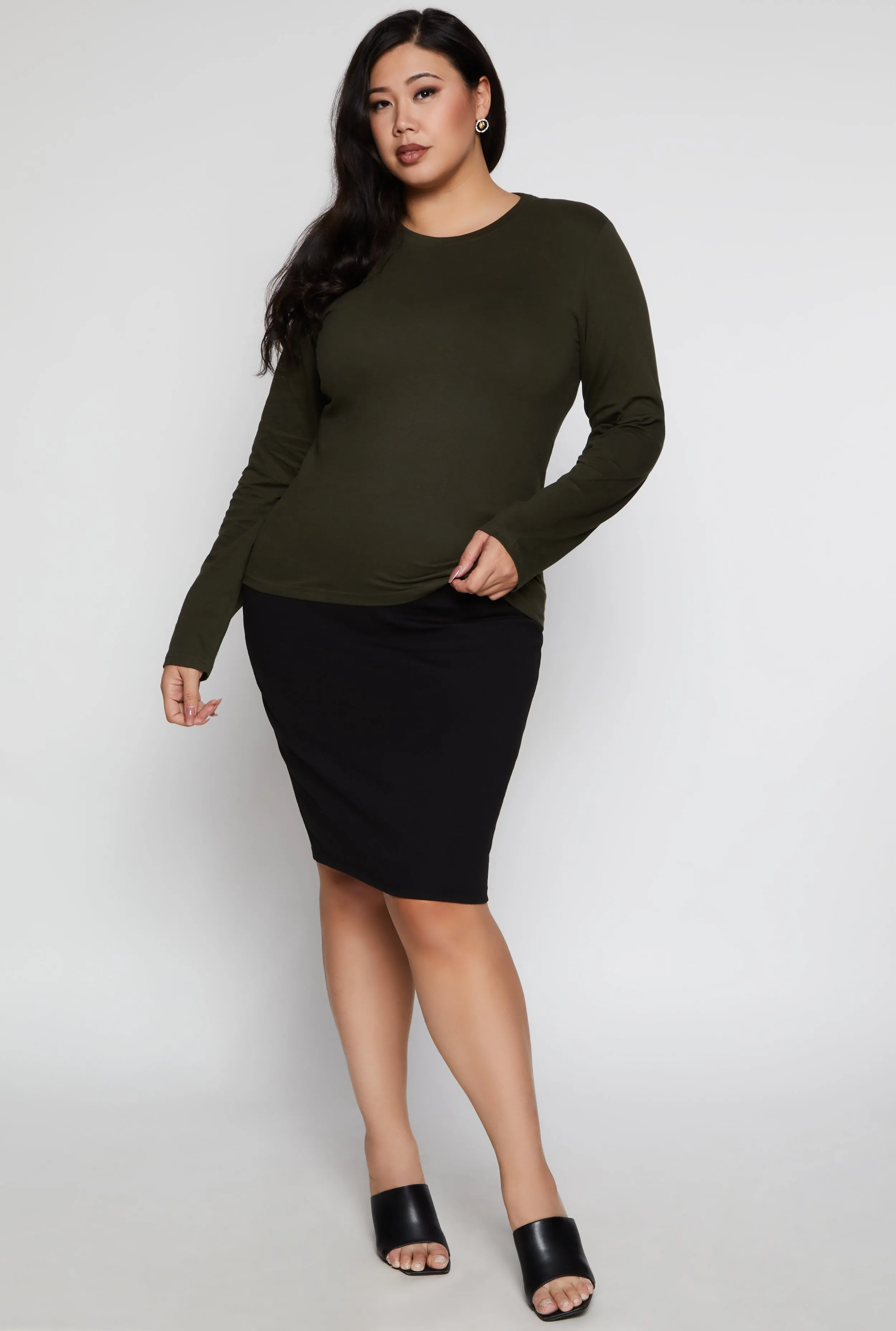 Plus Size Basic Crew Neck Long Sleeve Top sold by Rainbow product image thumbnail 2