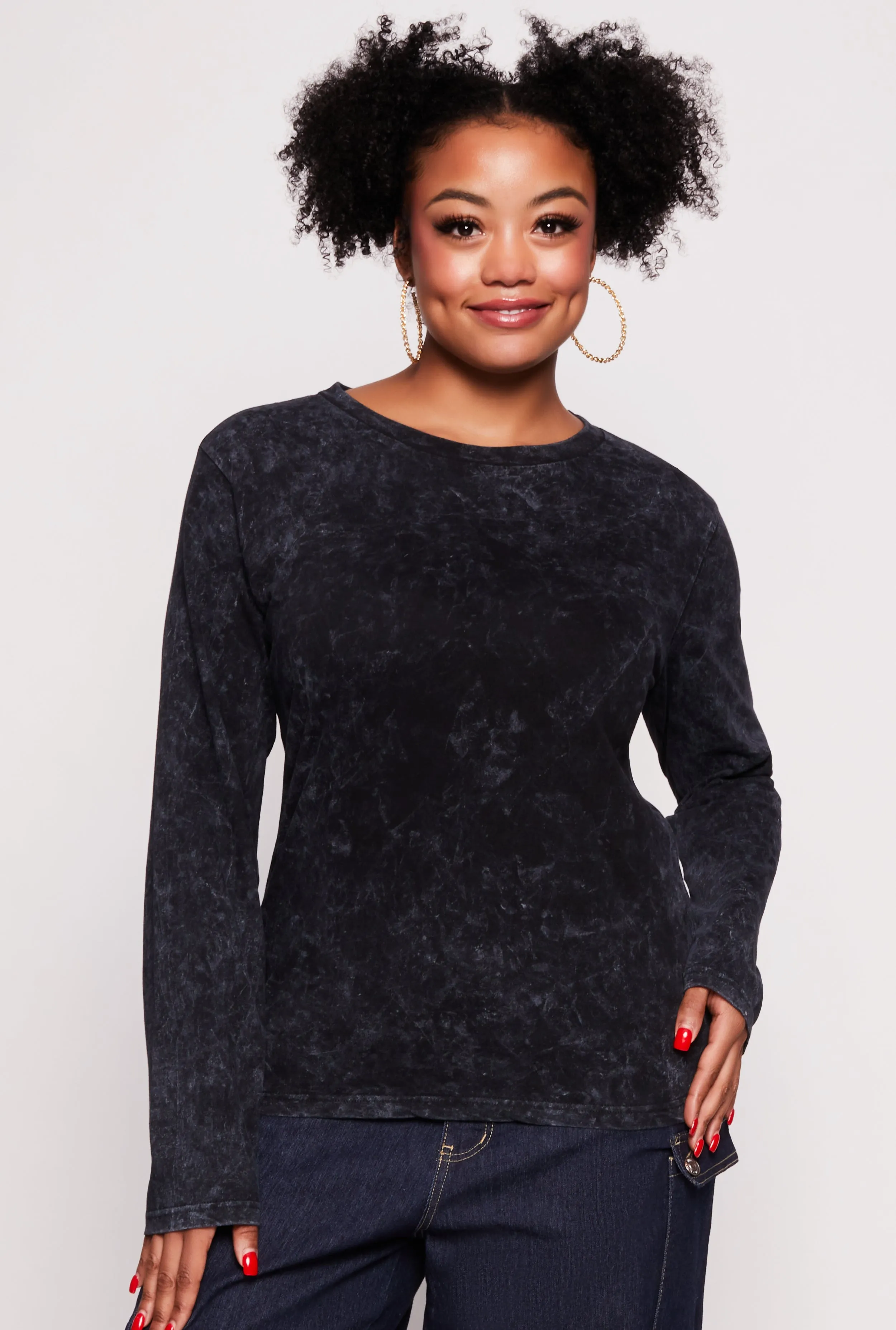 Plus Size Basic Crew Neck Long Sleeve Top sold by Rainbow