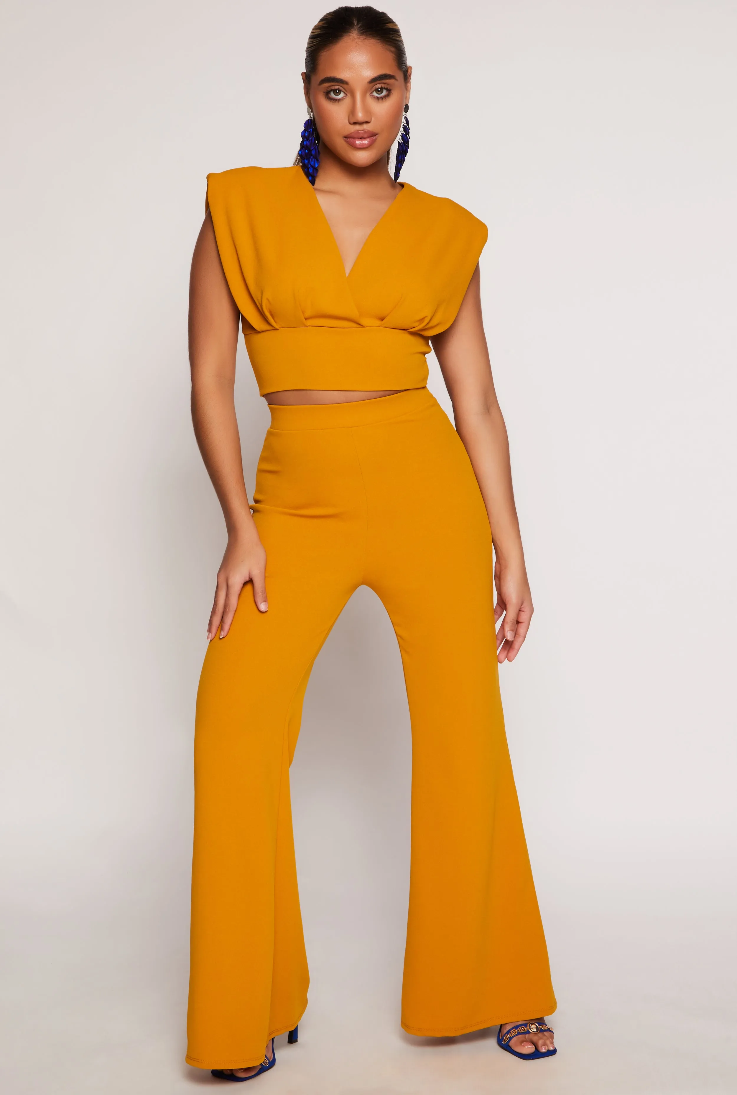 Crepe Knit High Waist Flare Pants sold by Rainbow