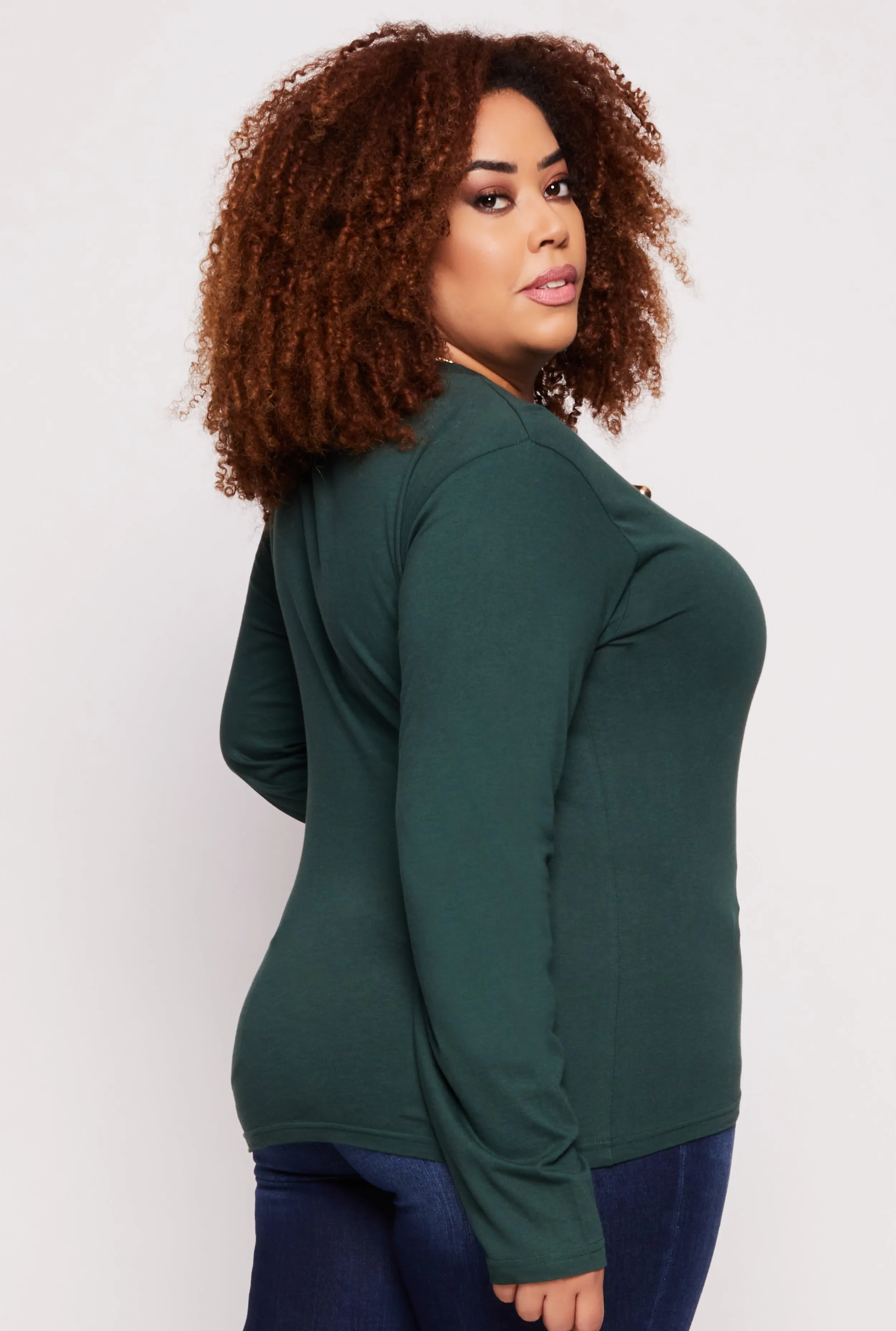 Plus Size Basic Crew Neck Long Sleeve Top sold by Rainbow product image thumbnail 3