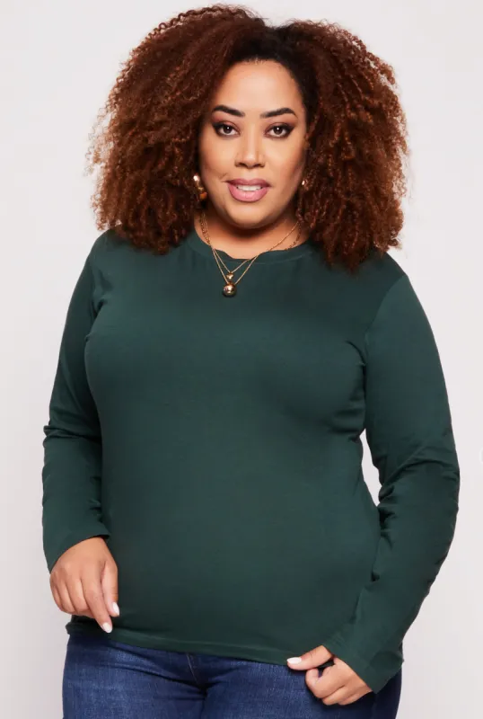 Plus Size Basic Crew Neck Long Sleeve Top sold by Rainbow