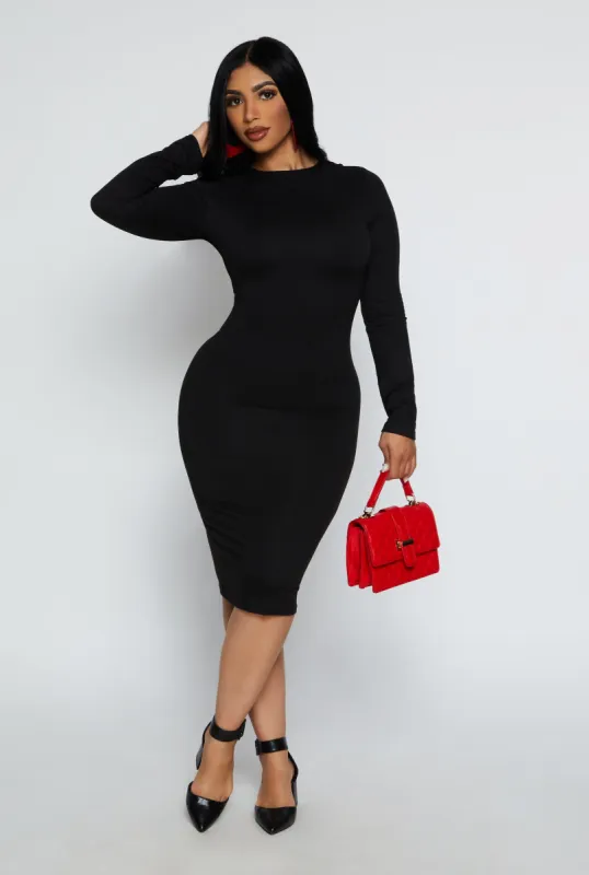 High Neck Long Sleeve Midi Dress sold by Rainbow