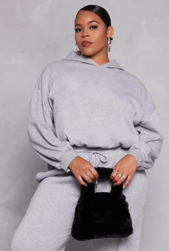 Plus Size Almost Famous Rhinestone Hooded Sweatshirt sold by Rainbow