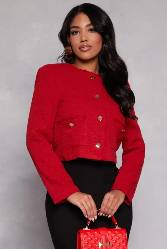 Iris Tweed Button Front Blazer sold by Rainbow
