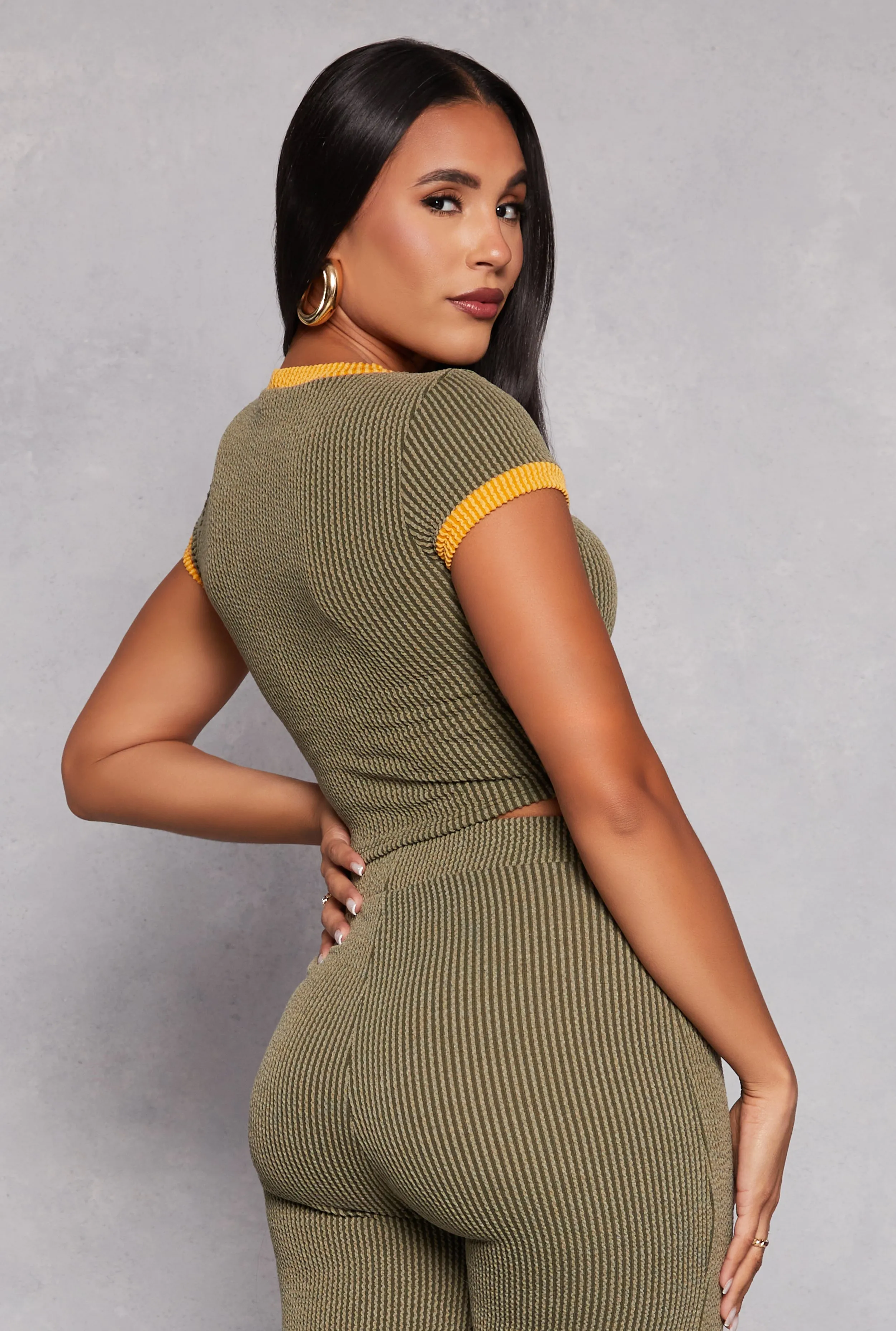 Ribbed Knit Ringer Crop Top sold by Rainbow product image thumbnail 3