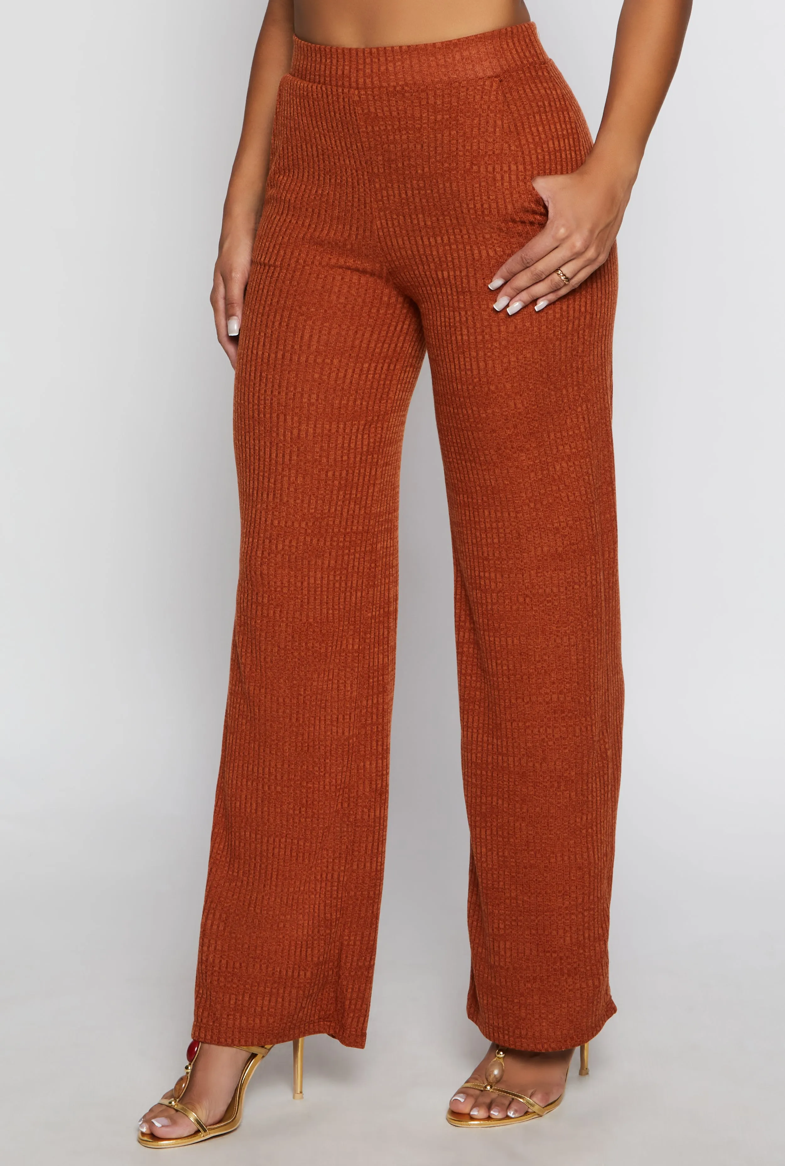 Ribbed Knit High Waisted Wide Leg Pants sold by Rainbow product image thumbnail 2