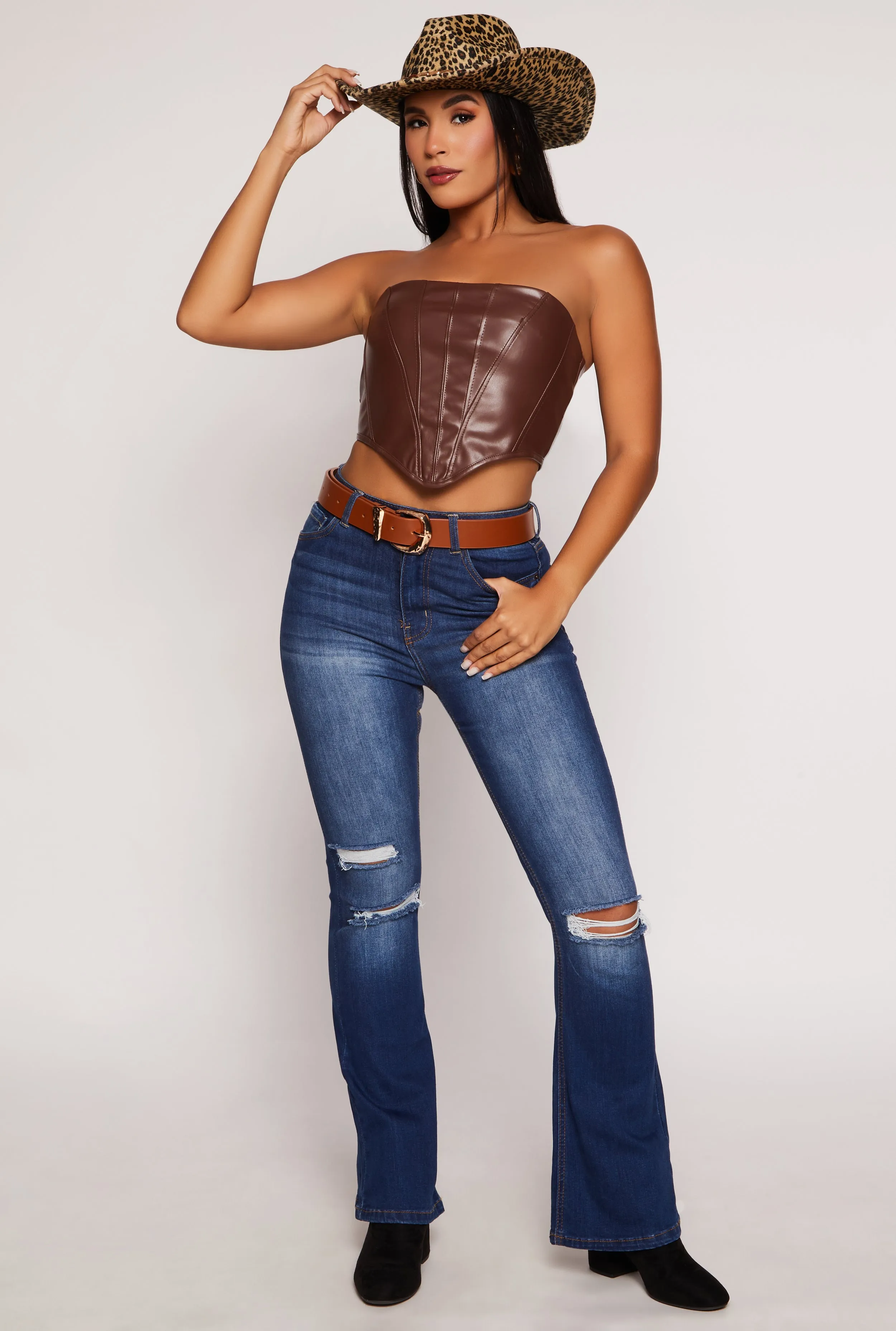 Faux Leather Corset Tube Top sold by Rainbow product image thumbnail 2