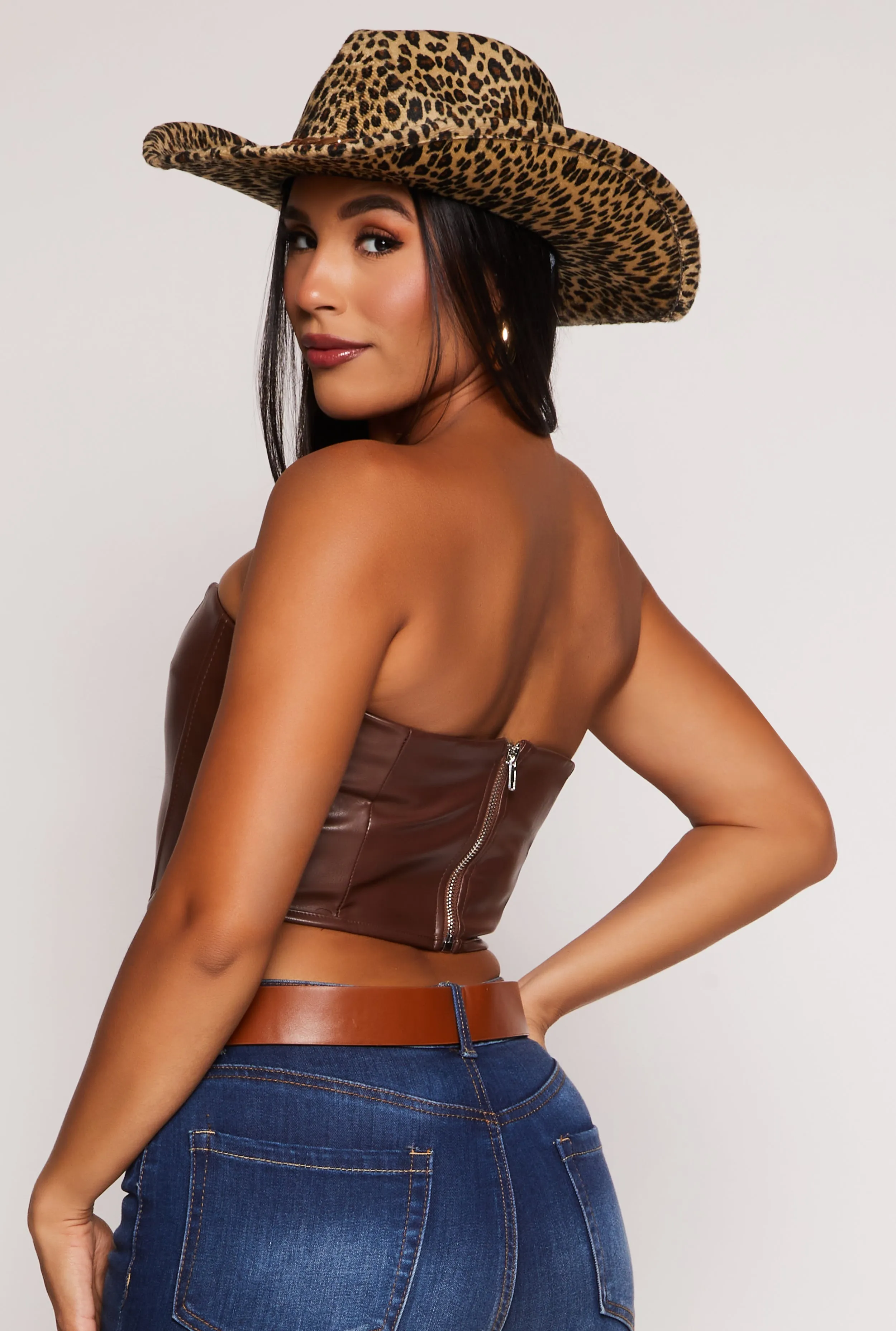 Faux Leather Corset Tube Top sold by Rainbow product image thumbnail 3