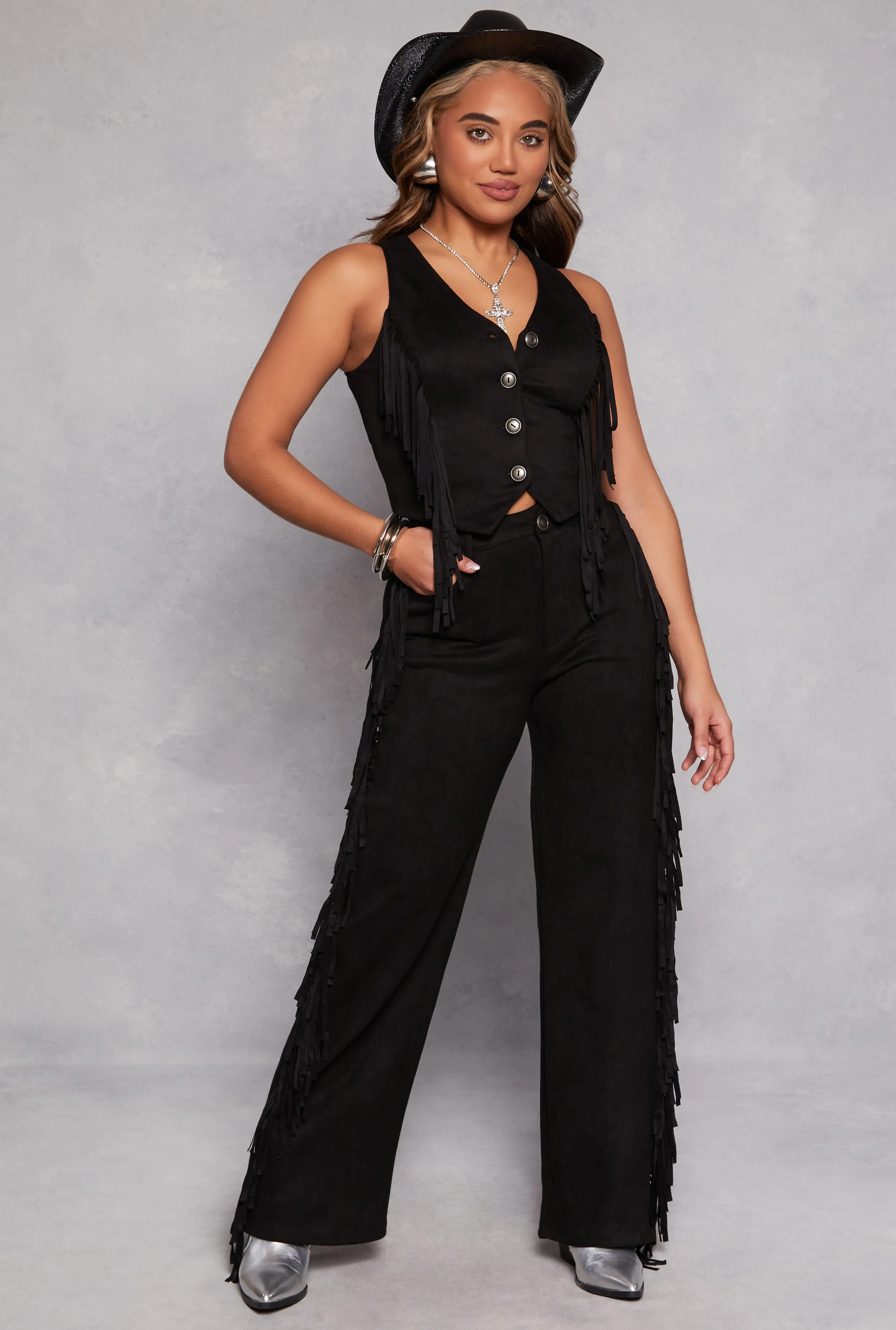 Faux Suede Fringe Vest sold by Rainbow product image thumbnail 2