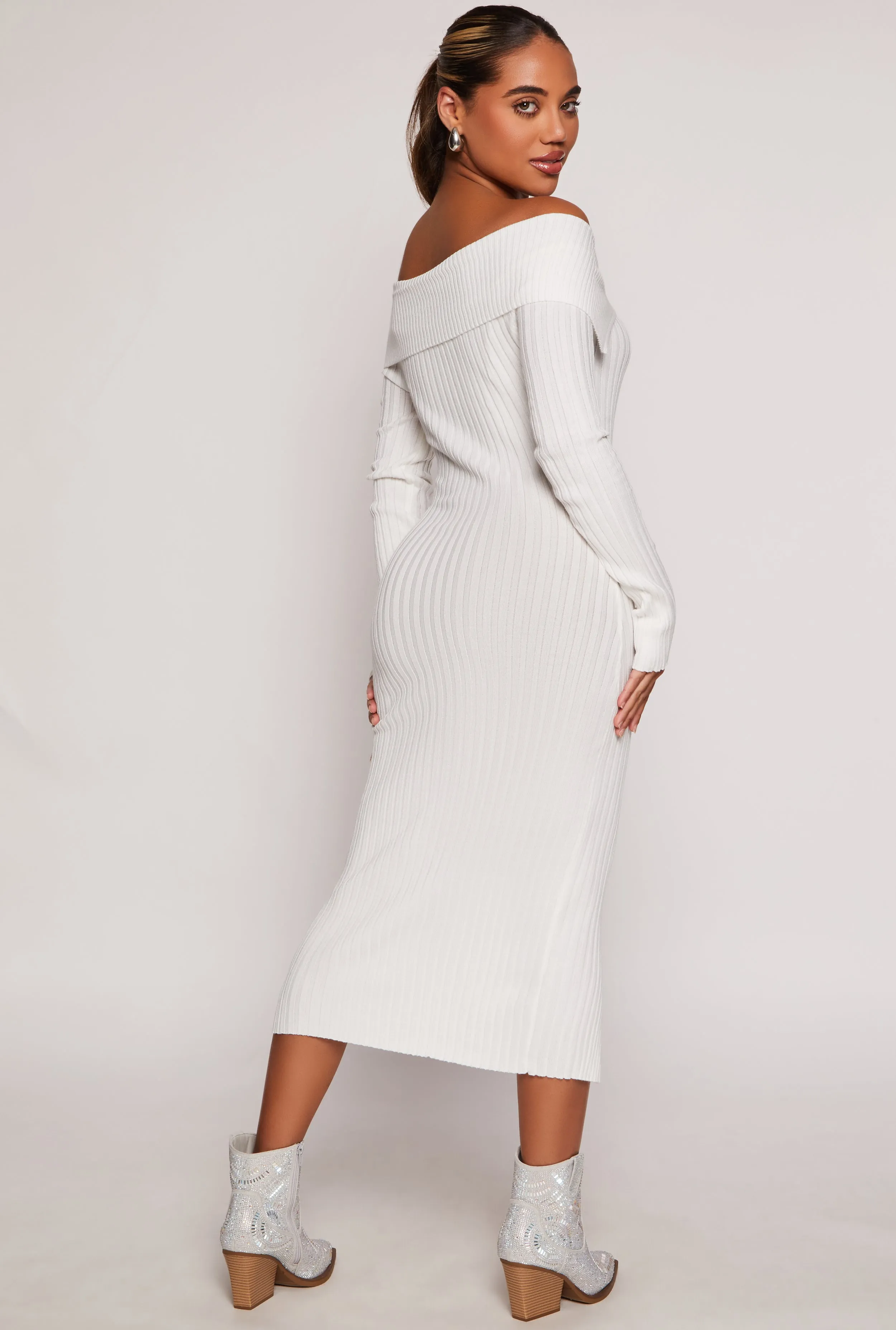 Almost Famous Zip Off the Shoulder Sweater Dress sold by Rainbow product image thumbnail 3