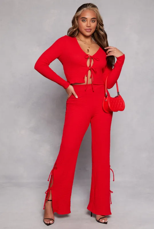 Double Side Tie Wide Leg Pants sold by Rainbow