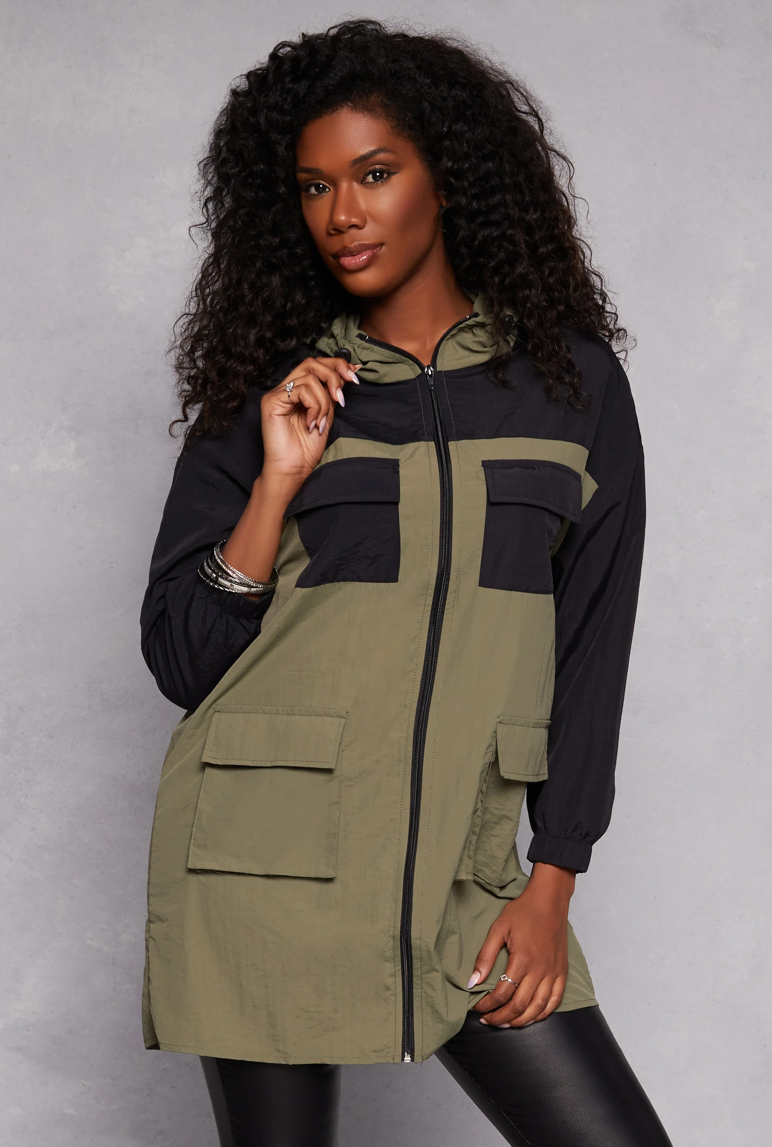 Spoon Jeans Nylon Color Block Zip Windbreaker Jacket sold by Rainbow