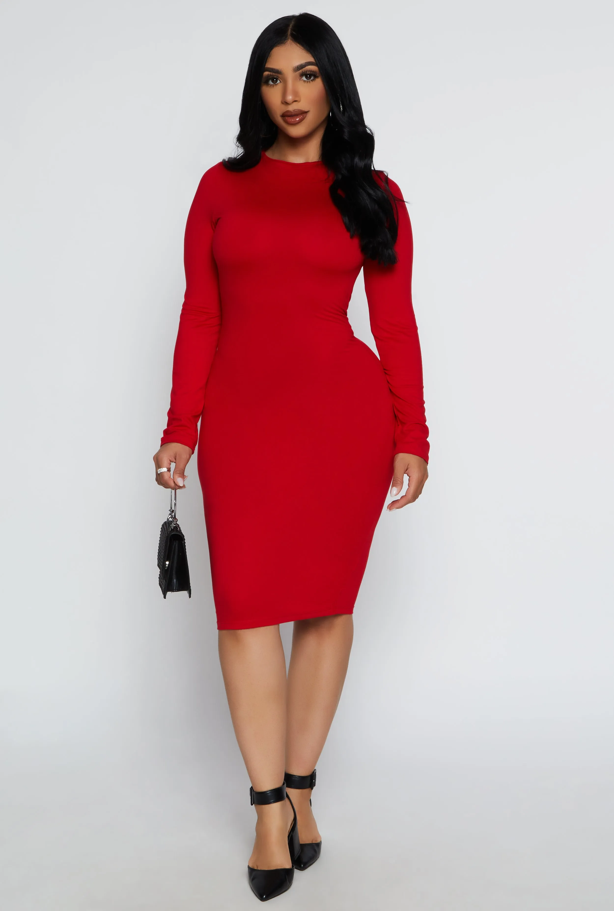 High Neck Long Sleeve Midi Dress sold by Rainbow product image thumbnail 2