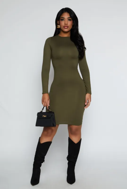 High Neck Long Sleeve Midi Dress sold by Rainbow