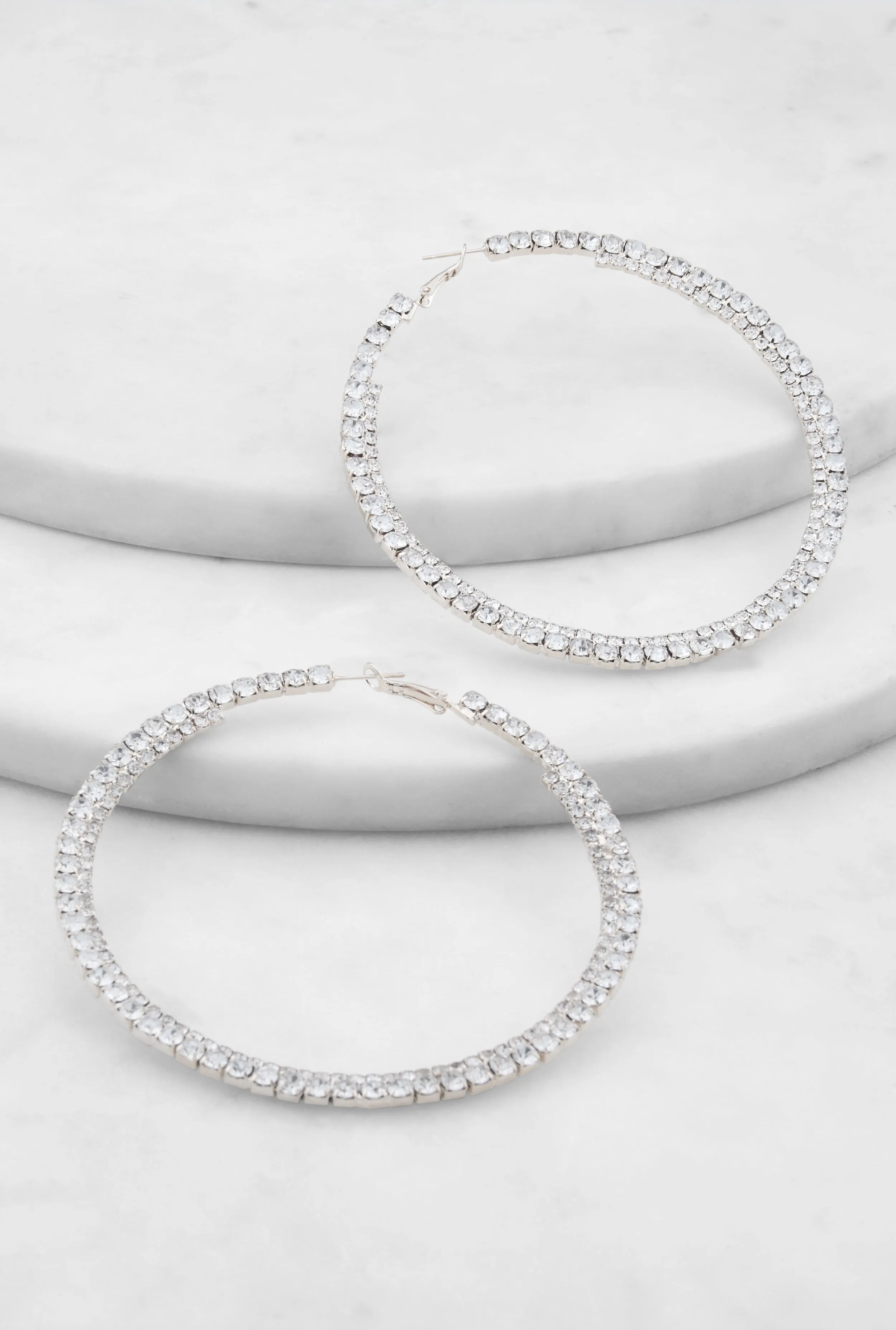 Rhinestone Embellished Hoop Earrings sold by Rainbow product image thumbnail 2