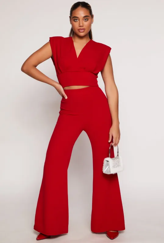 Crepe Knit High Waist Flare Pants sold by Rainbow