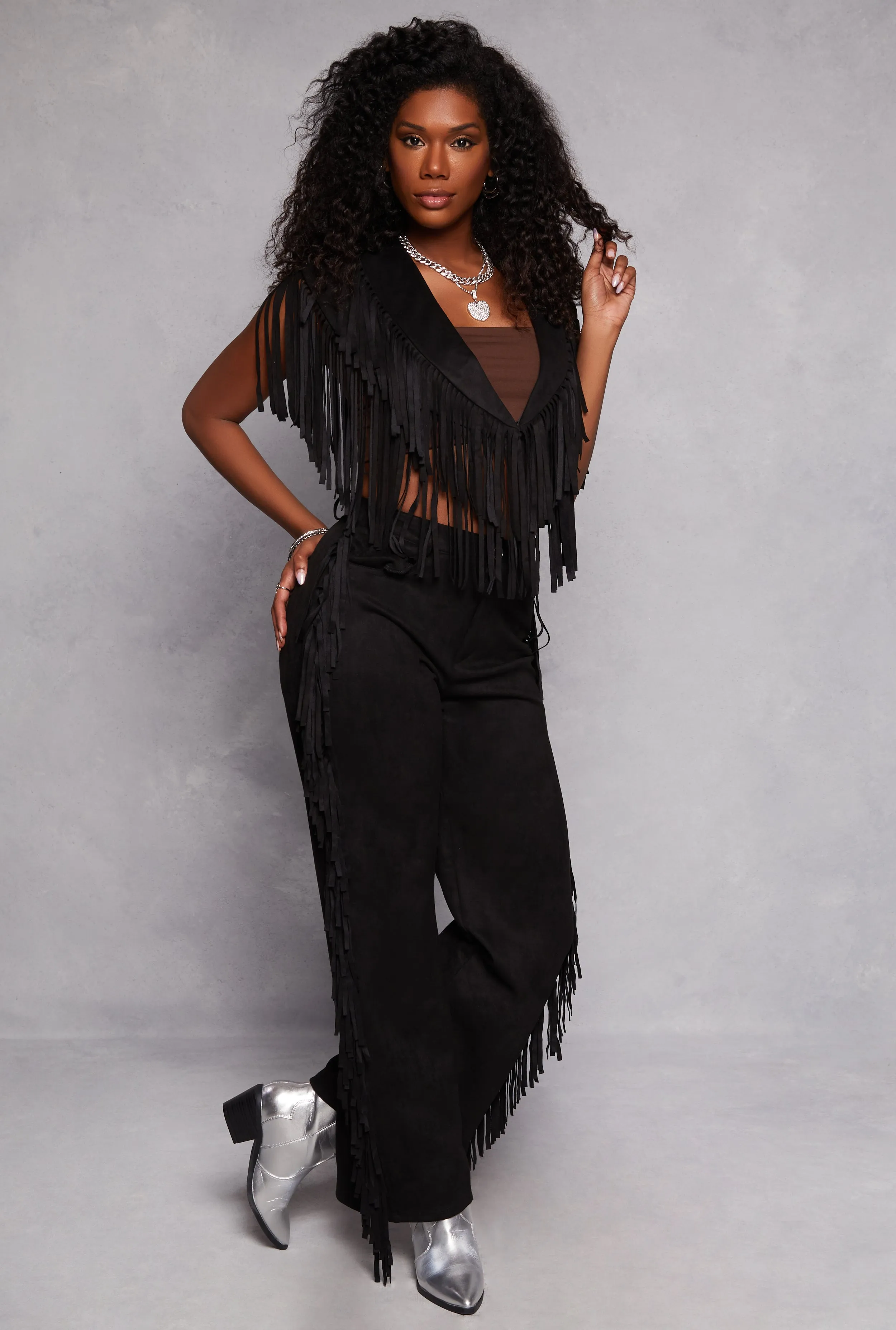 Faux Suede Fringe Bolero Vest sold by Rainbow product image thumbnail 2