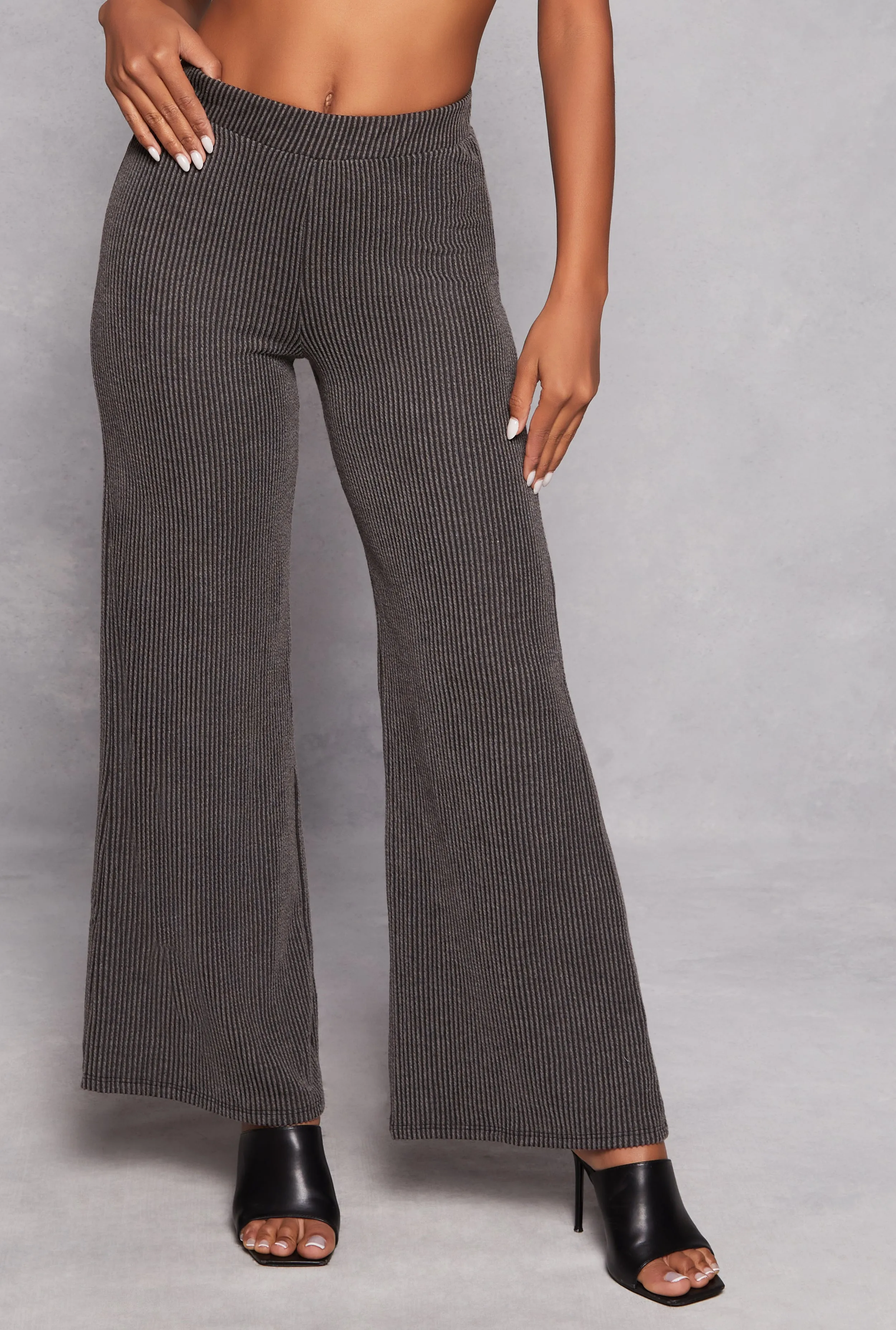 High Waist Ribbed Knit Wide Leg Pants sold by Rainbow product image thumbnail 2