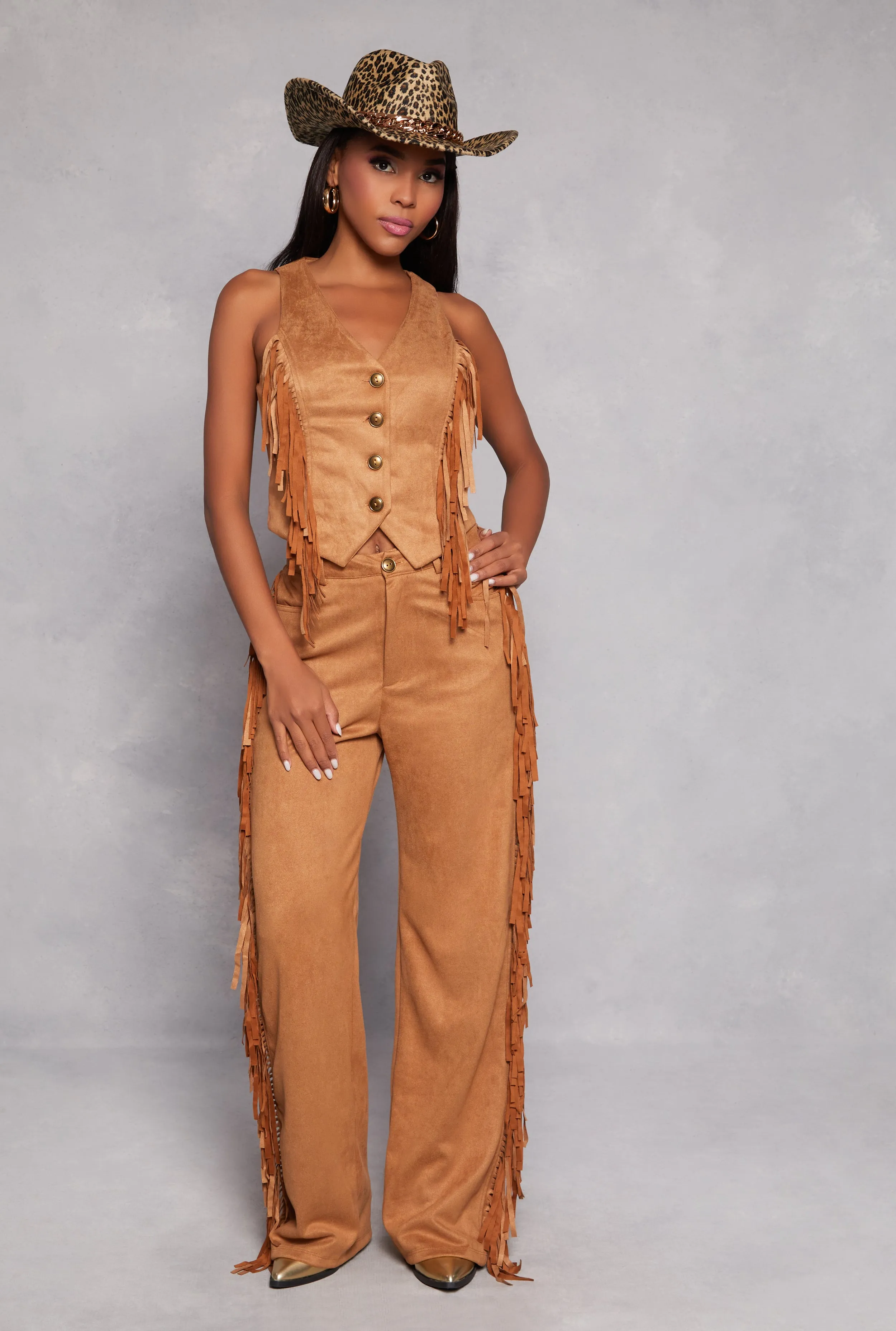 Faux Suede Fringe Vest sold by Rainbow product image thumbnail 2