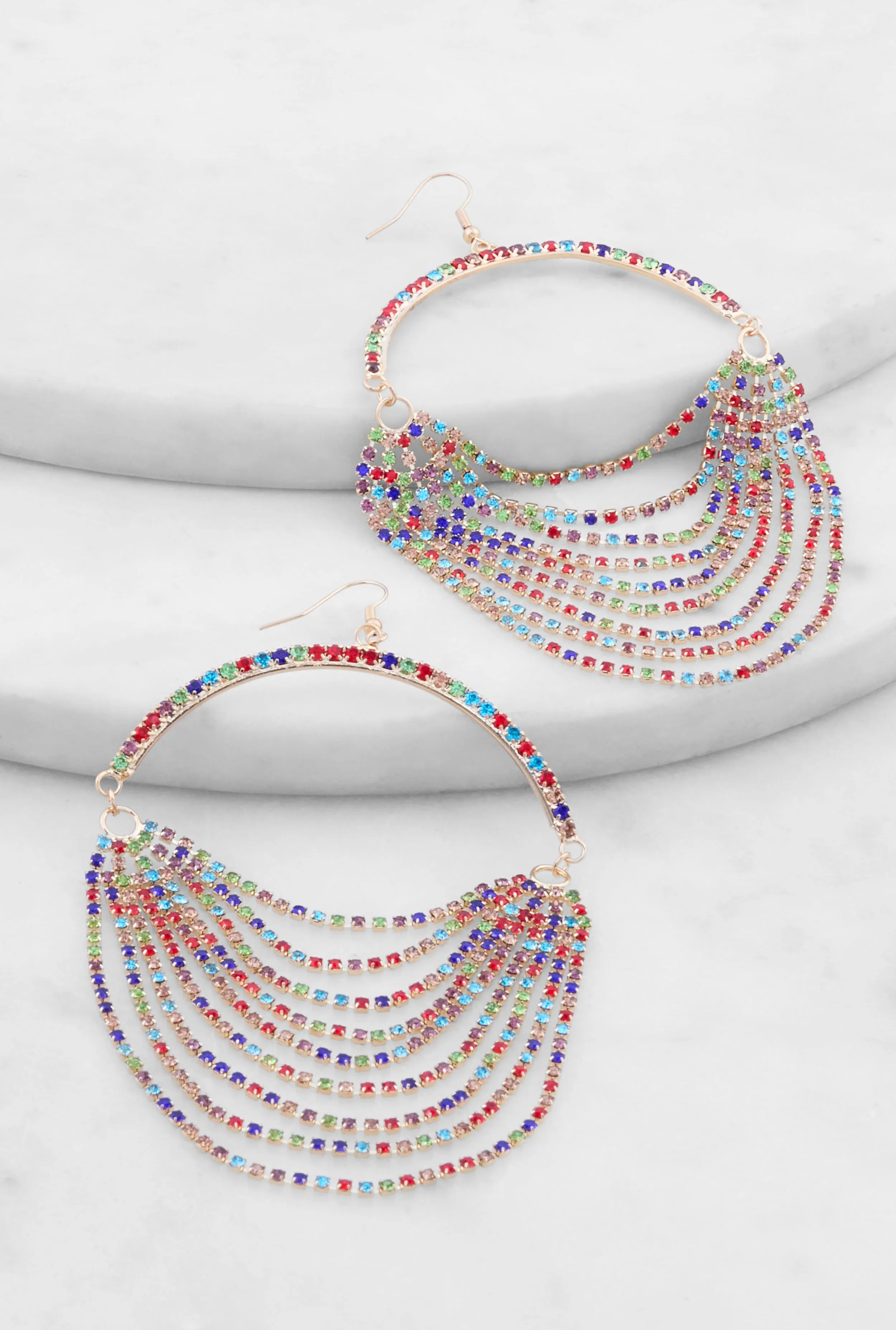 Rhinestone Chandelier Hoop Earrings sold by Rainbow product image thumbnail 2