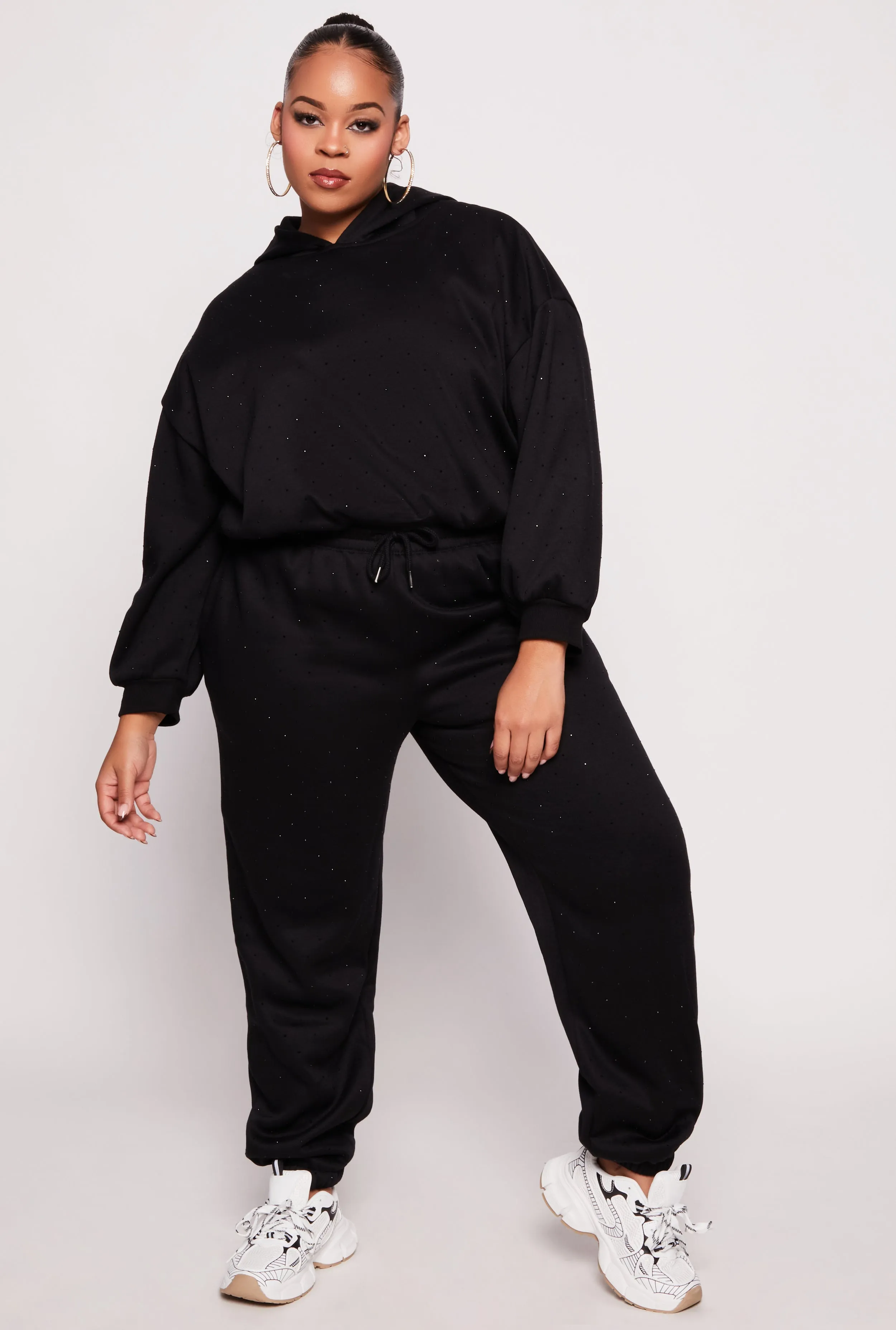 Plus Size Almost Famous Rhinestone Hooded Sweatshirt sold by Rainbow product image thumbnail 2