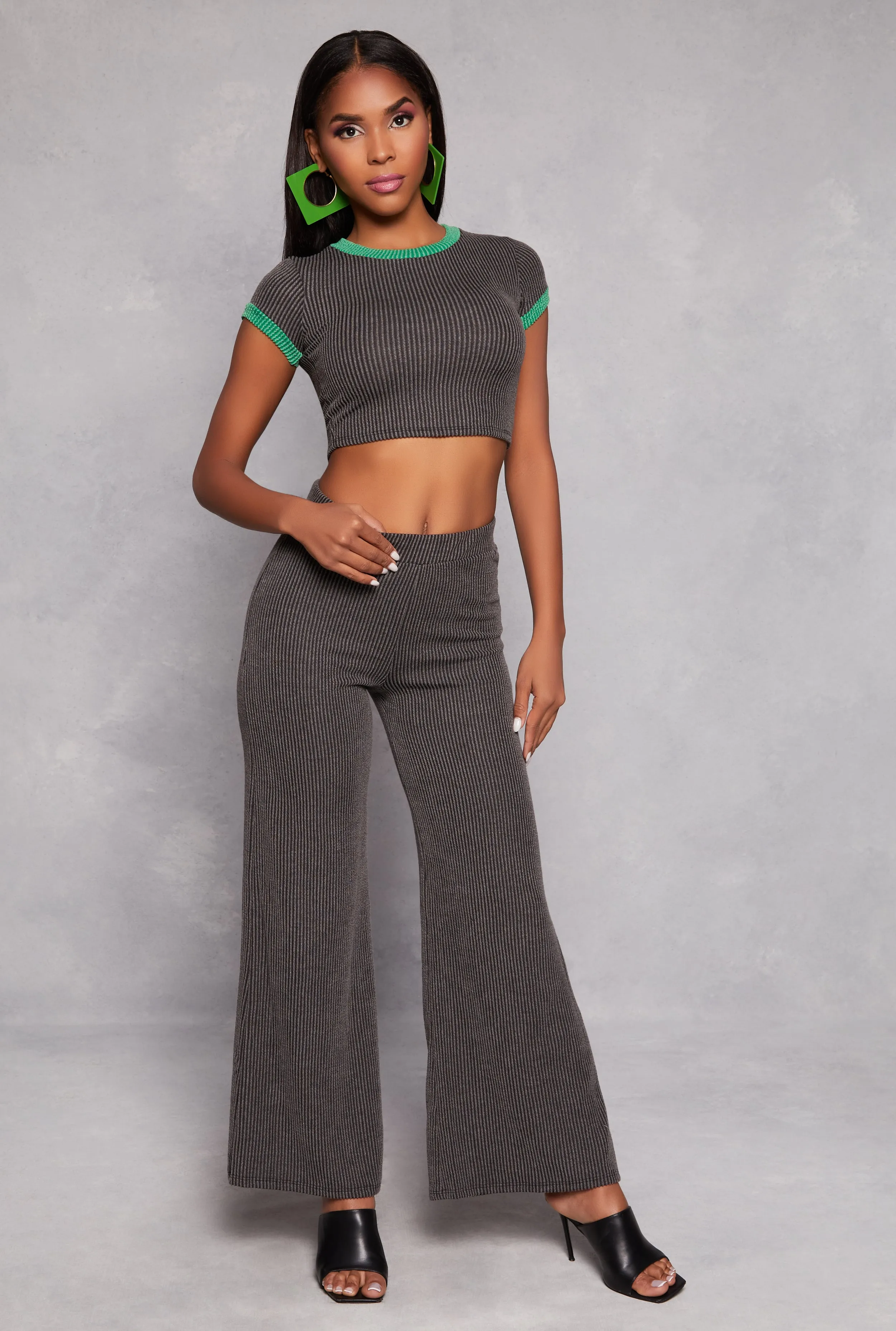 Ribbed Knit Ringer Crop Top sold by Rainbow product image thumbnail 2