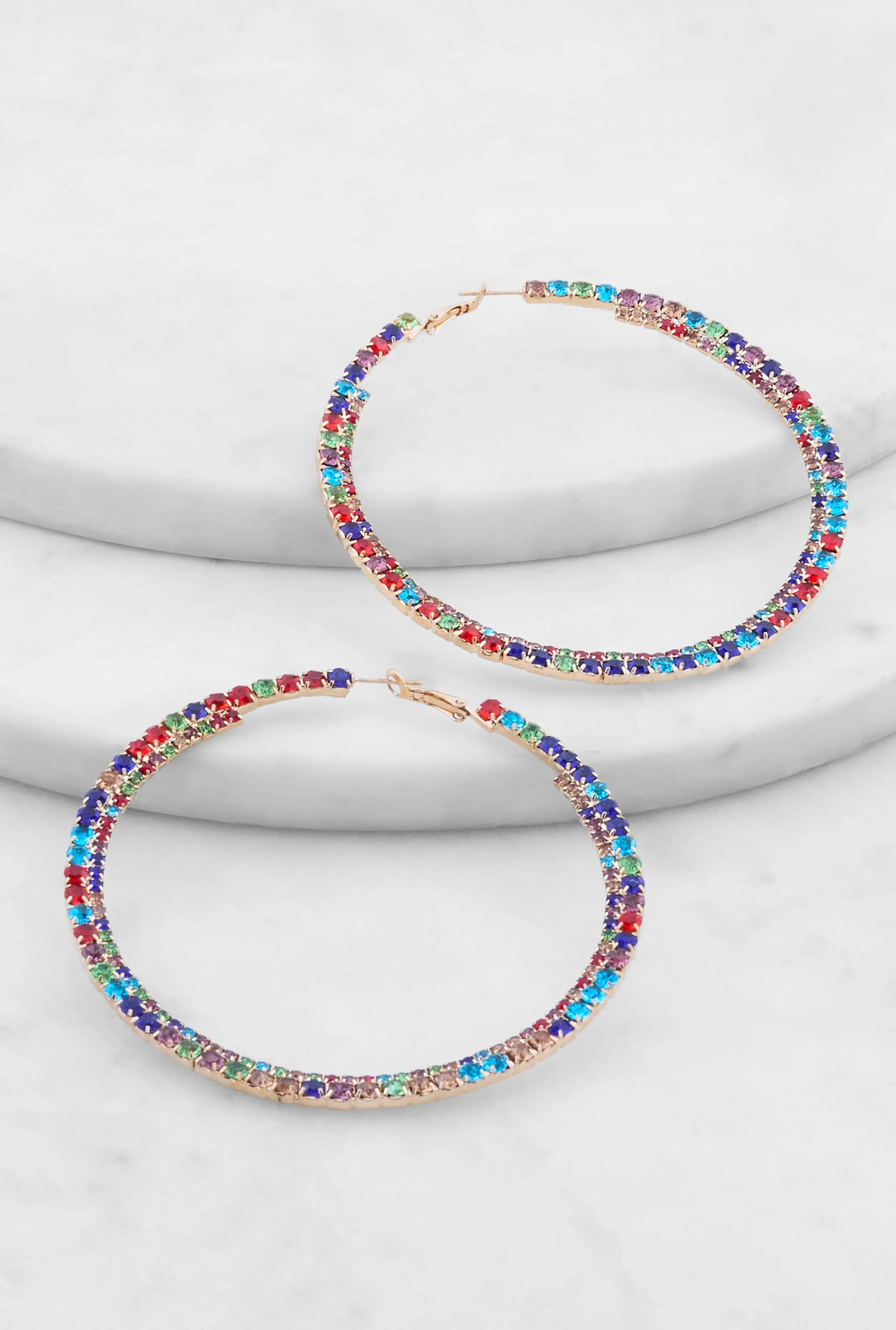 Rhinestone Embellished Hoop Earrings sold by Rainbow product image thumbnail 2