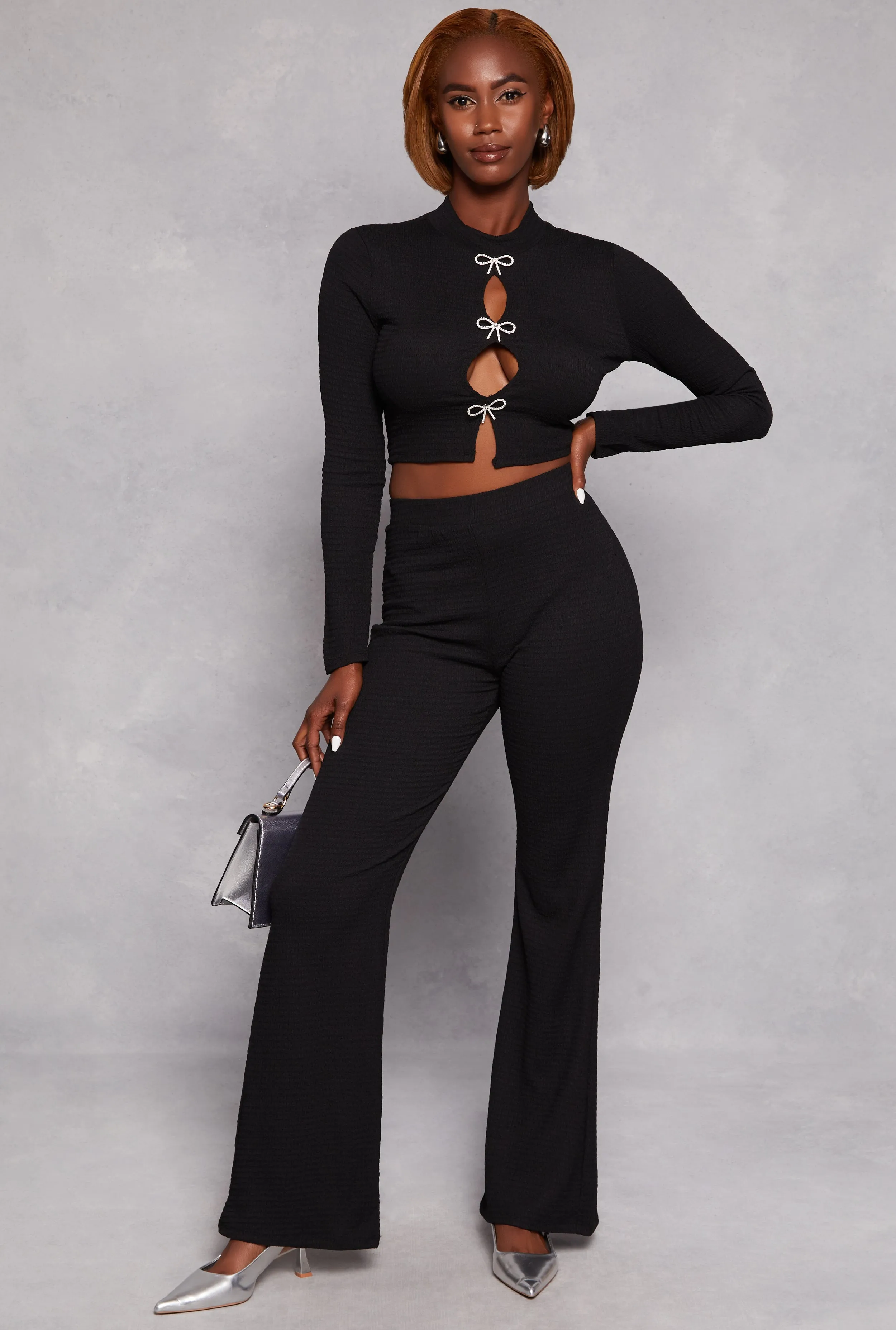 Textured Knit Flare Pants sold by Rainbow