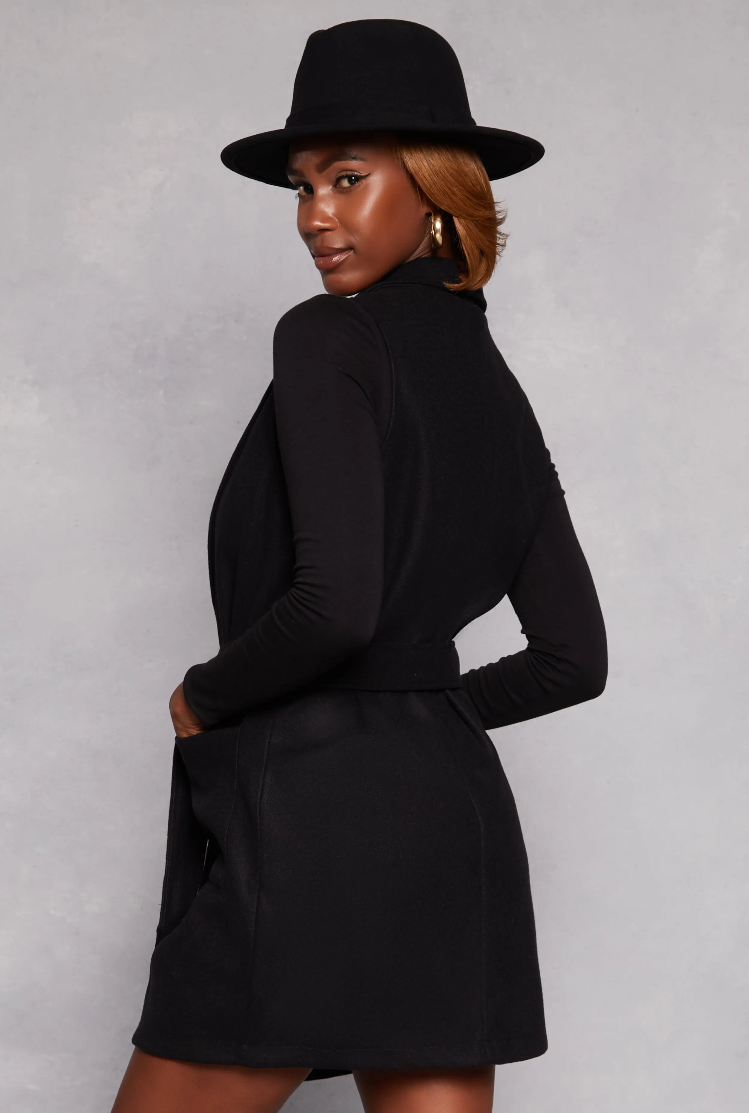 Faux Suede Sleeveless Tie Waist Wrap Coat sold by Rainbow product image thumbnail 3