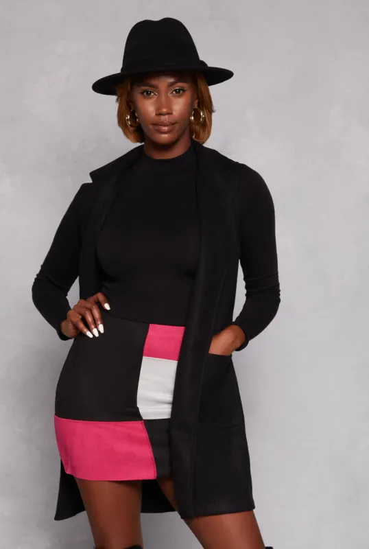 Faux Suede Sleeveless Tie Waist Wrap Coat sold by Rainbow