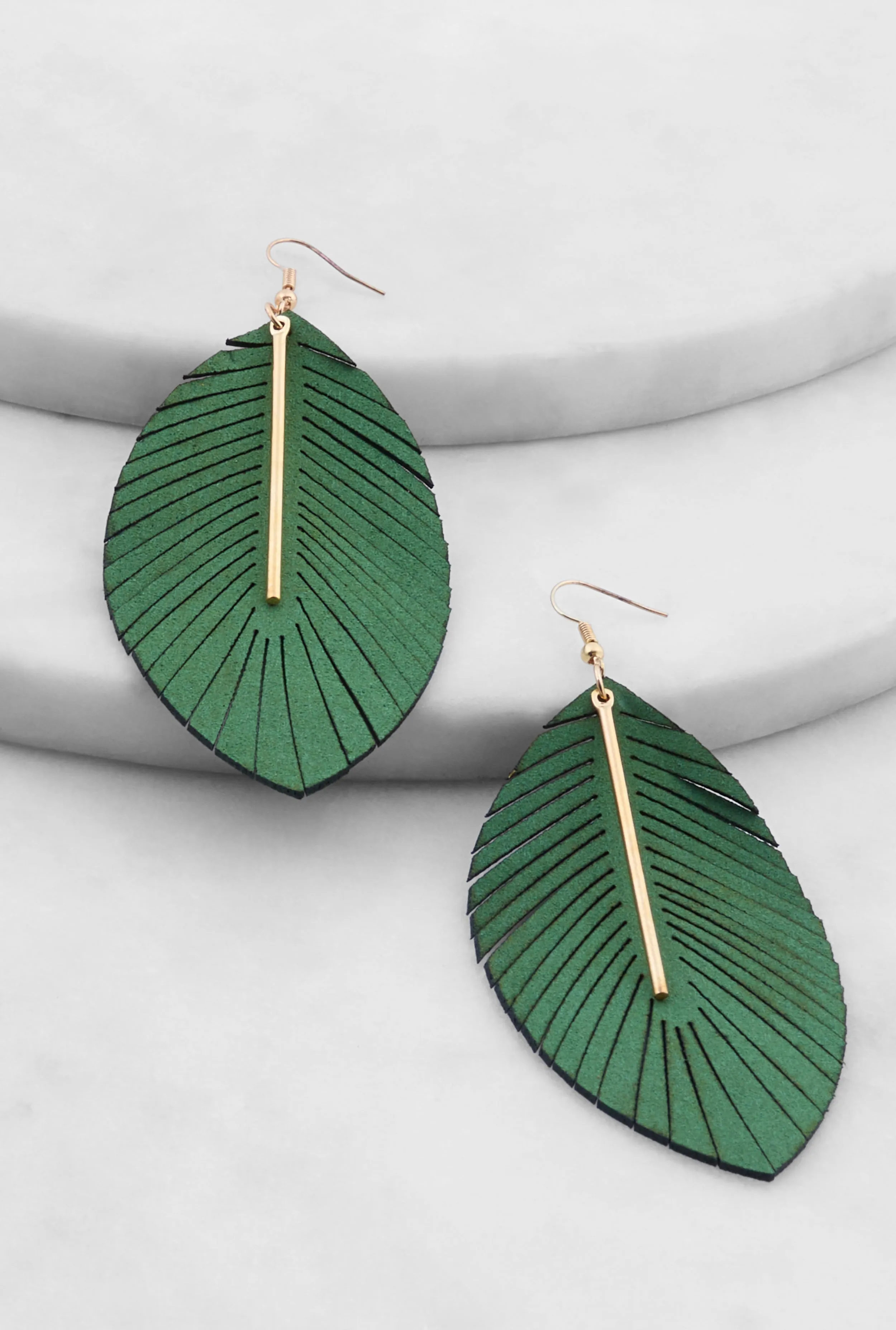 Metallic Detail Leaf Drop Earrings sold by Rainbow product image thumbnail 2