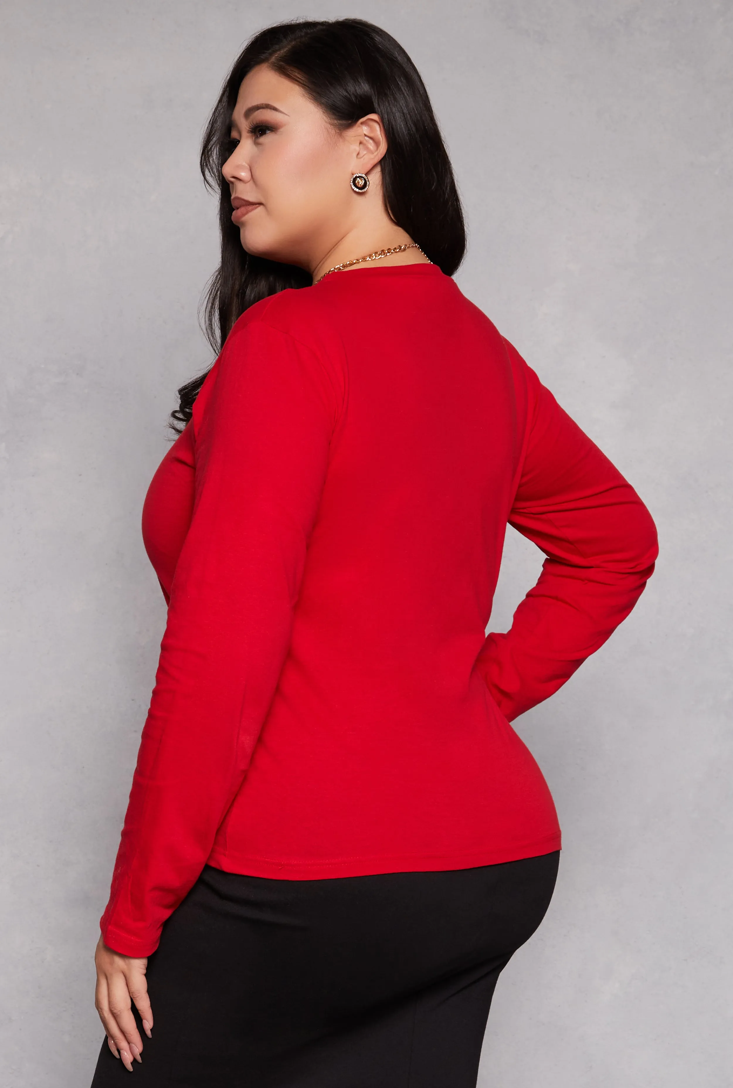 Plus Size Basic Crew Neck Long Sleeve Top sold by Rainbow product image thumbnail 3