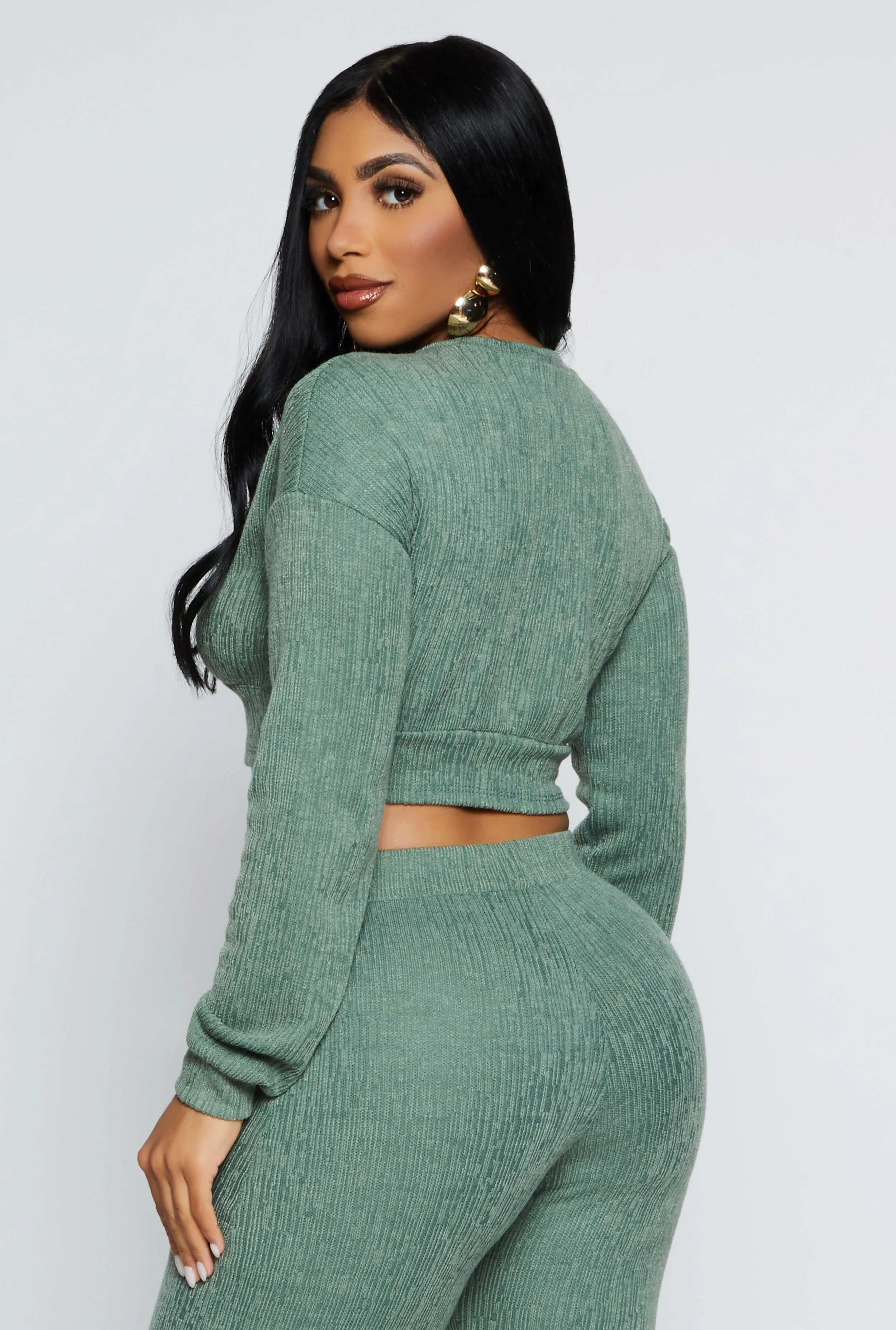 Textured Brushed Knit Long Sleeve Crop Top sold by Rainbow product image thumbnail 3