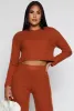 Ribbed Brushed Knit Long Sleeve Crop Top sold by Rainbow