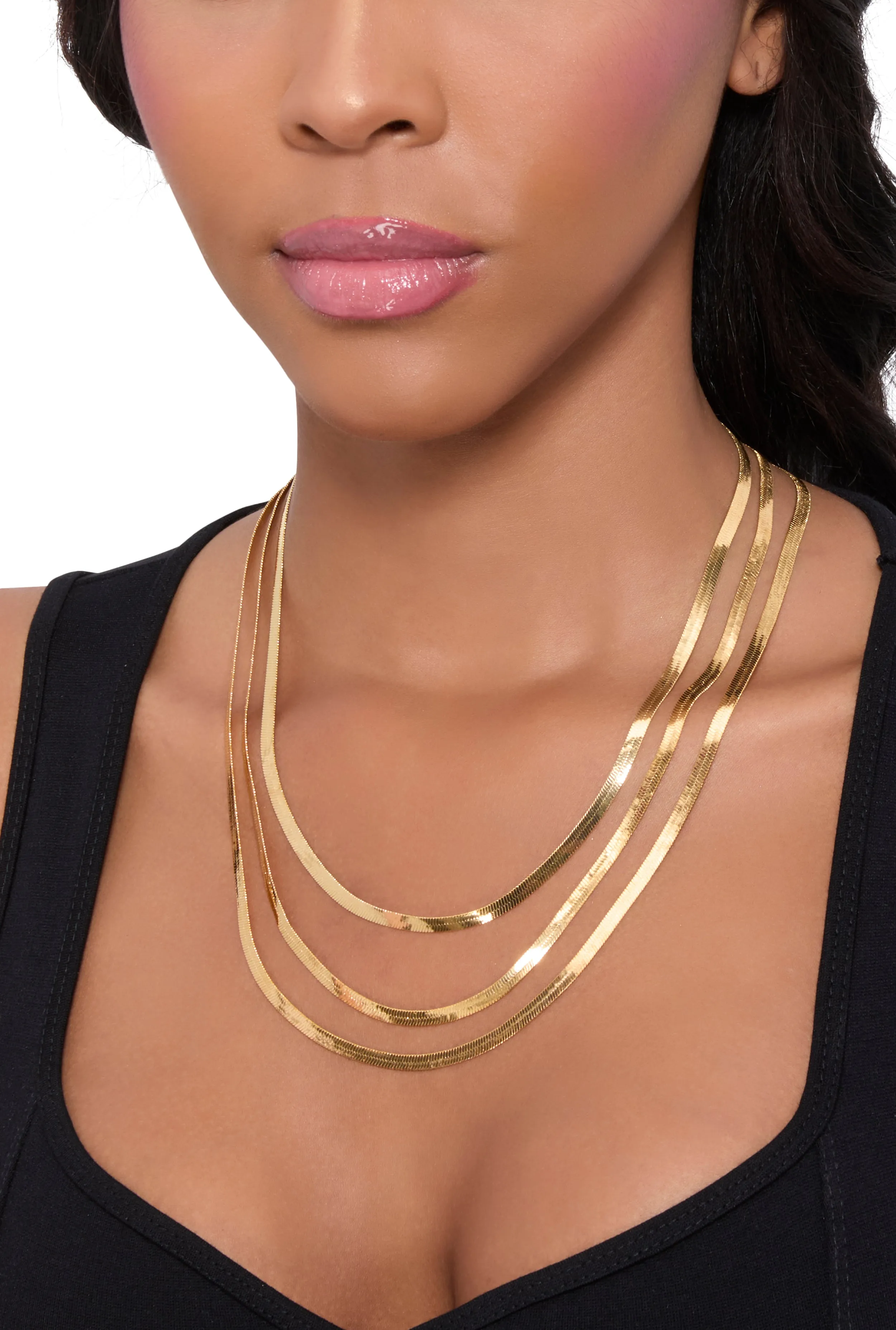 Layered Herringbone Chain Necklace sold by Rainbow