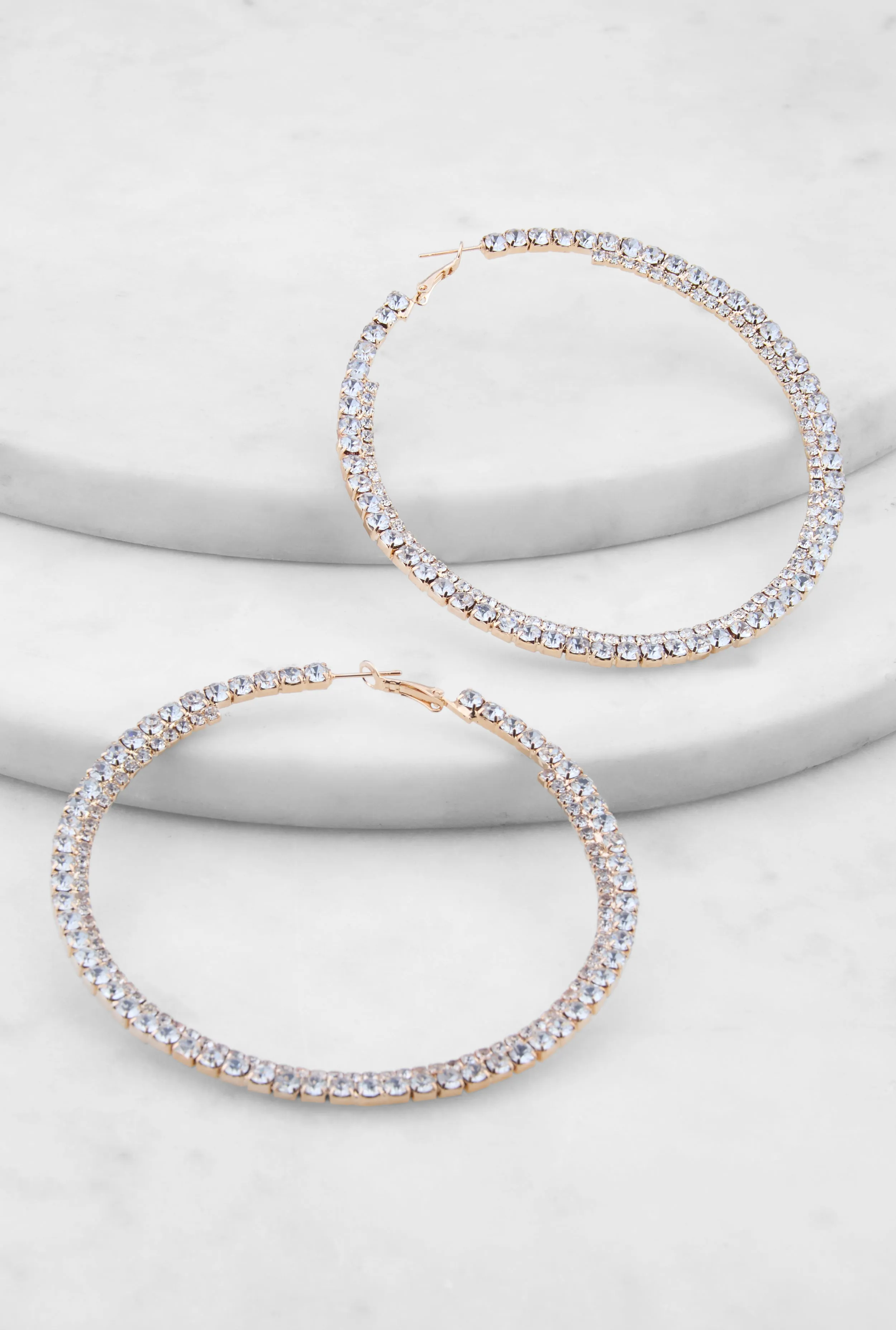 Rhinestone Embellished Hoop Earrings sold by Rainbow product image thumbnail 2
