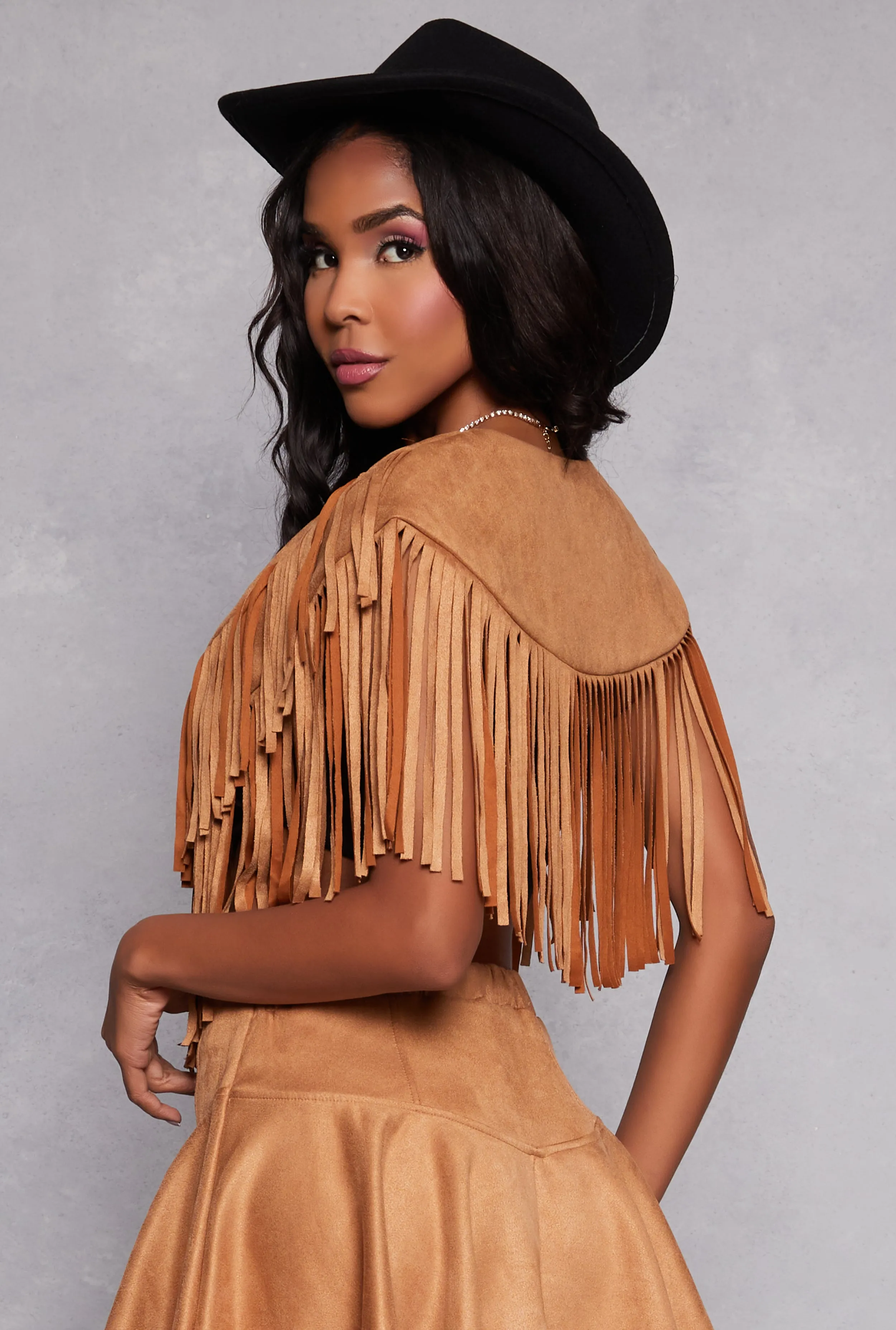 Faux Suede Fringe Bolero Vest sold by Rainbow product image thumbnail 3