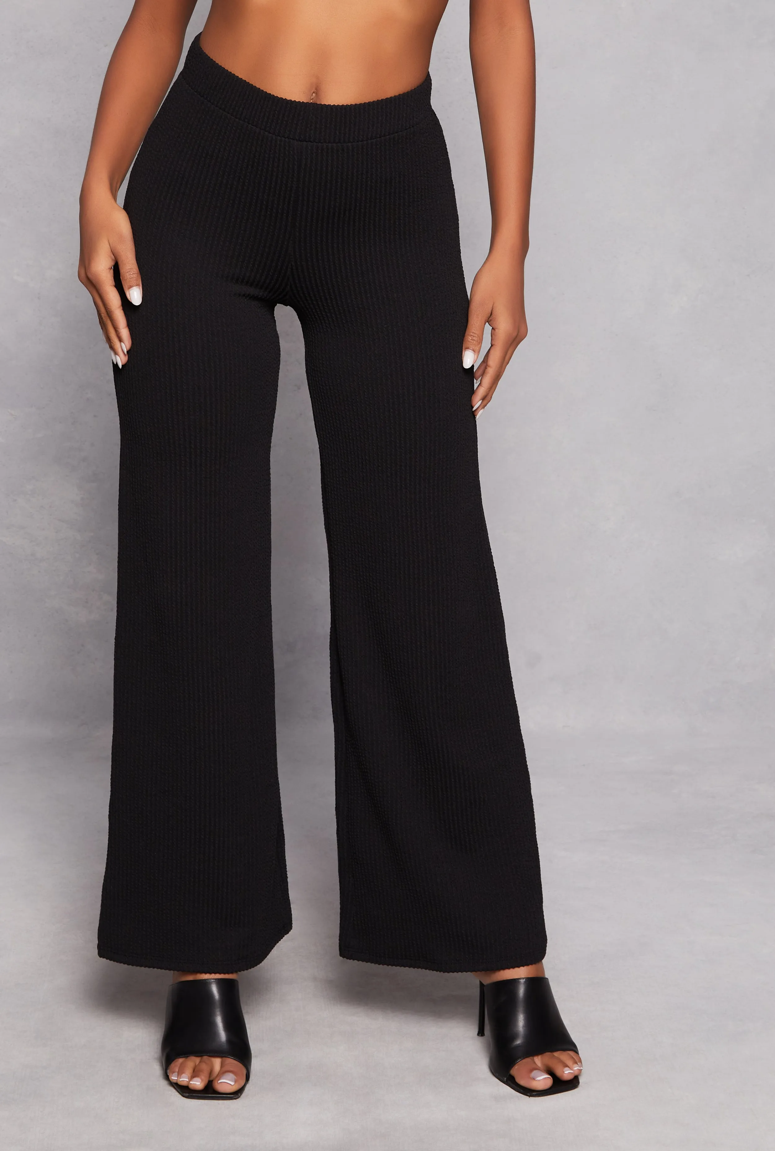 High Waist Ribbed Knit Wide Leg Pants sold by Rainbow product image thumbnail 2