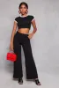 High Waist Ribbed Knit Wide Leg Pants sold by Rainbow