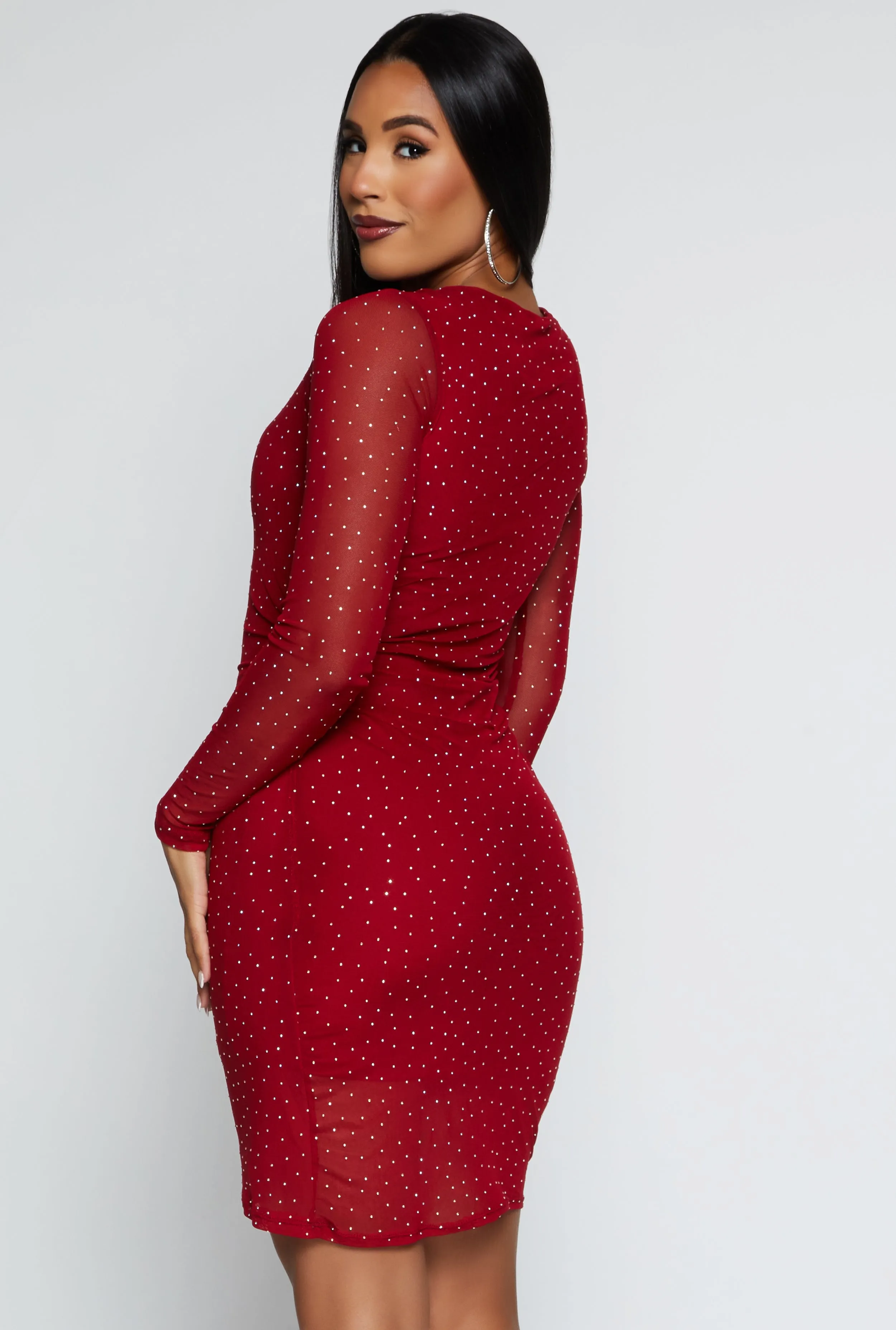 Haute Monde Rhinestone Long Sleeve Mini Dress sold by Rainbow product image thumbnail 3