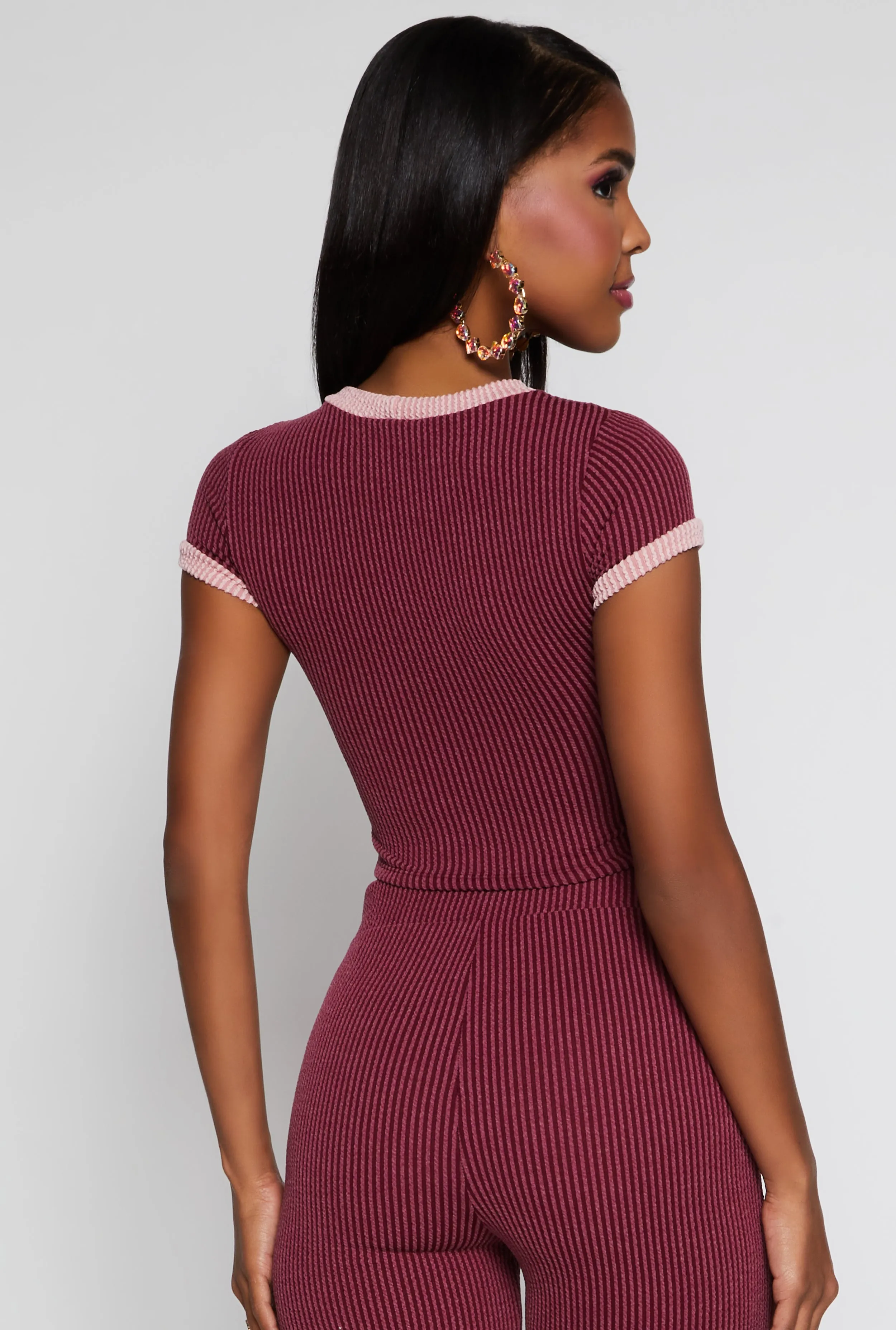 Ribbed Knit Ringer Crop Top sold by Rainbow product image thumbnail 3