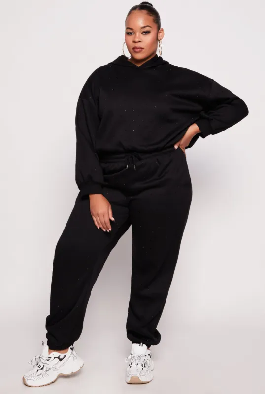 Plus Size Almost Famous Rhinestone Sweatpants sold by Rainbow