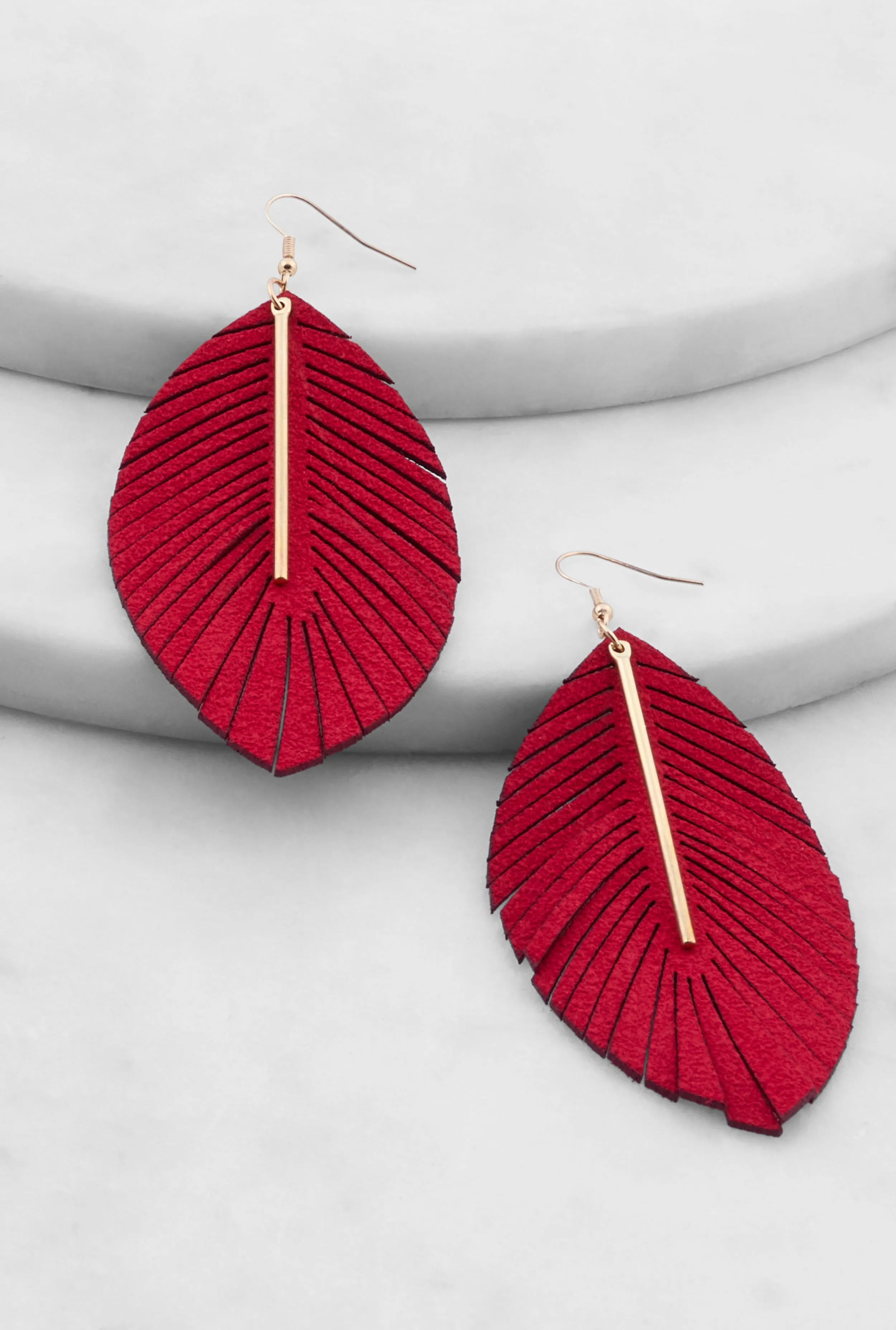 Metallic Detail Leaf Drop Earrings sold by Rainbow product image thumbnail 2